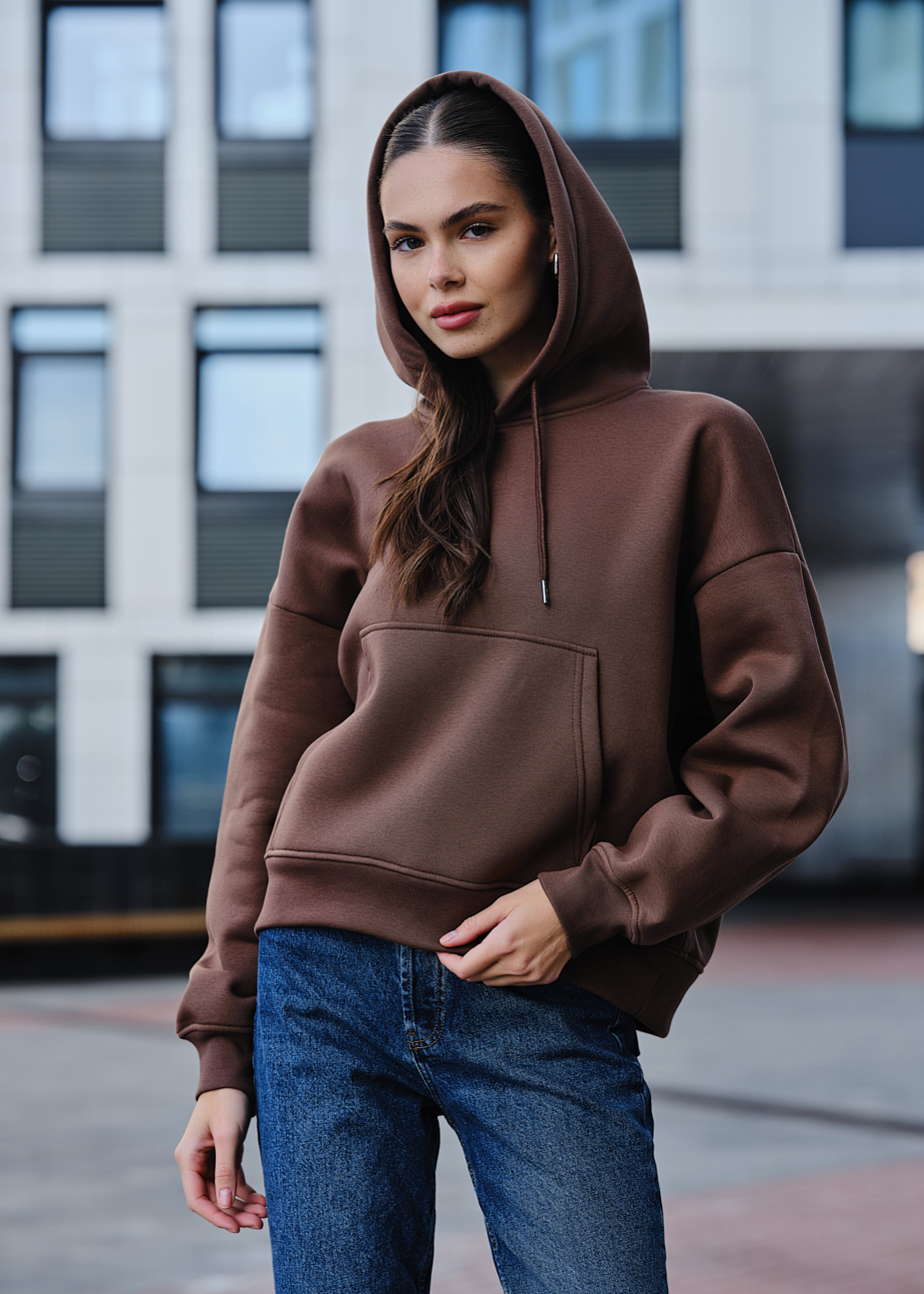 Bluza z kapturem damska Staff ti brown oversize fleece