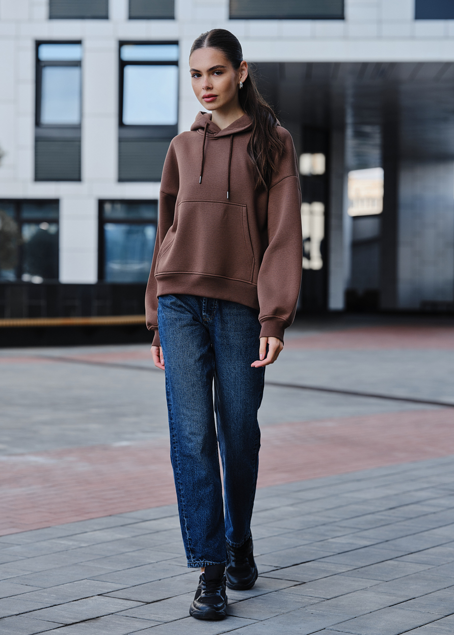 Bluza z kapturem damska Staff ti brown oversize fleece