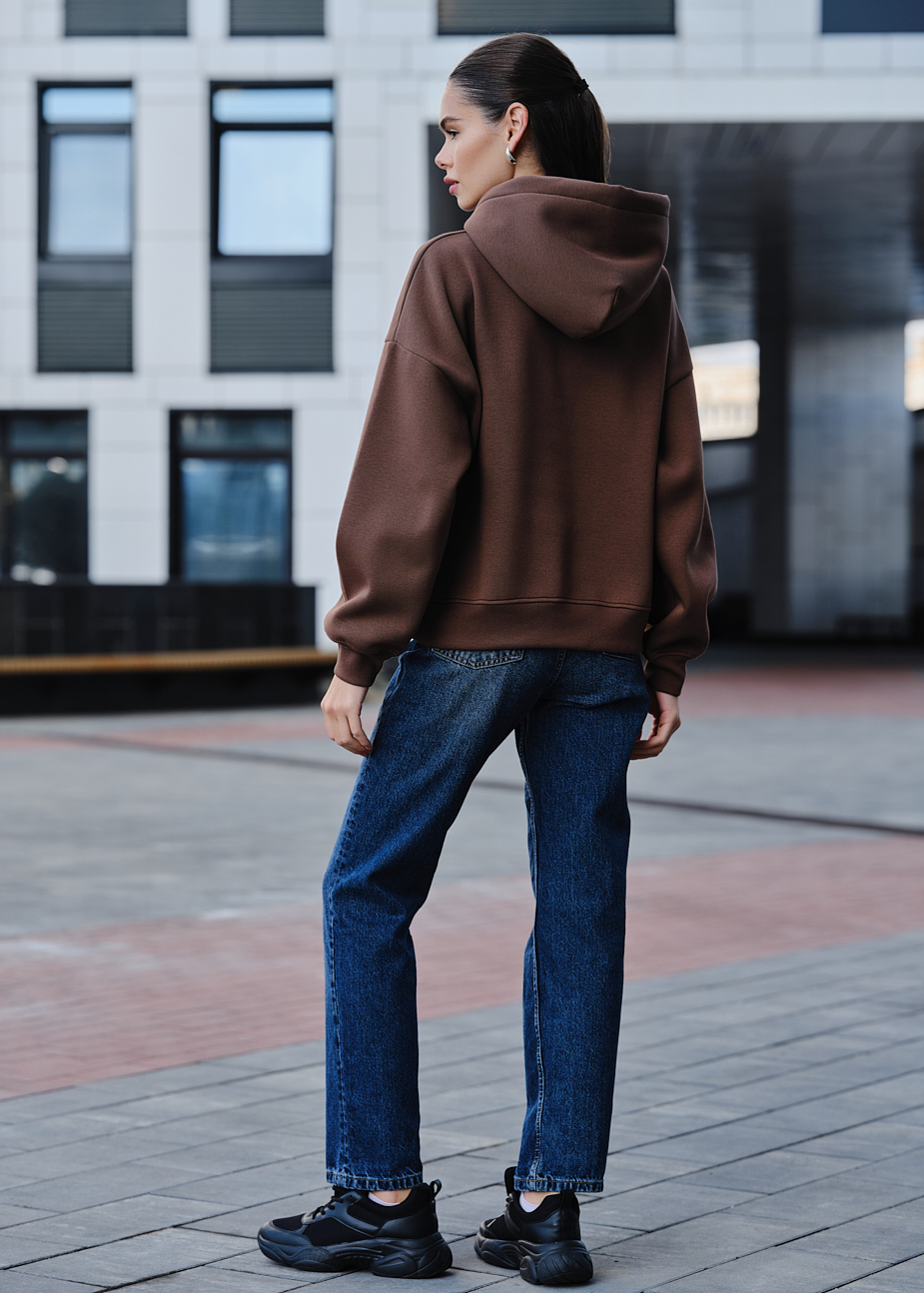 Bluza z kapturem damska Staff ti brown oversize fleece