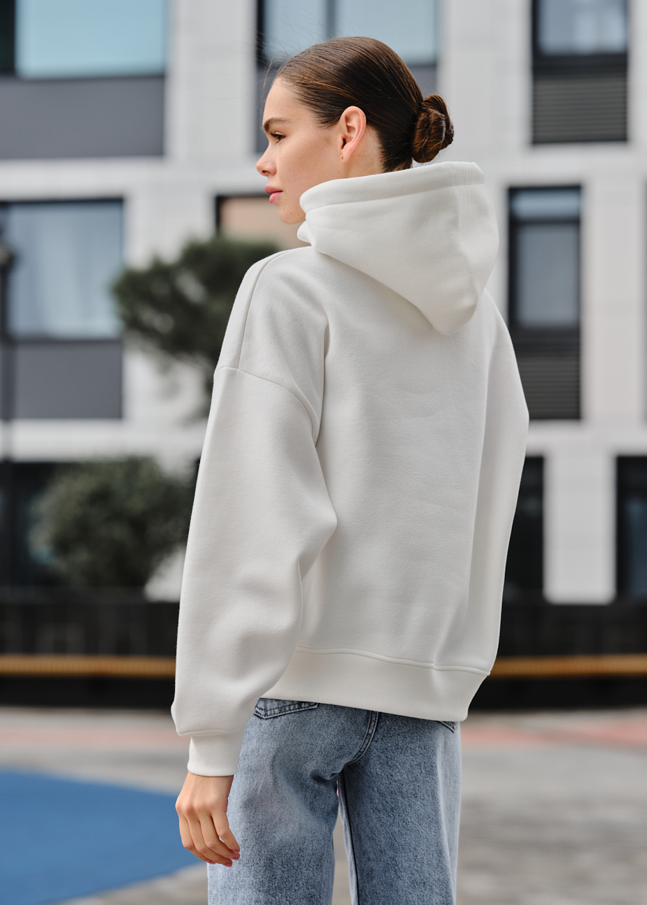 Damska bluza z kapturem Staff ti white oversize fleece