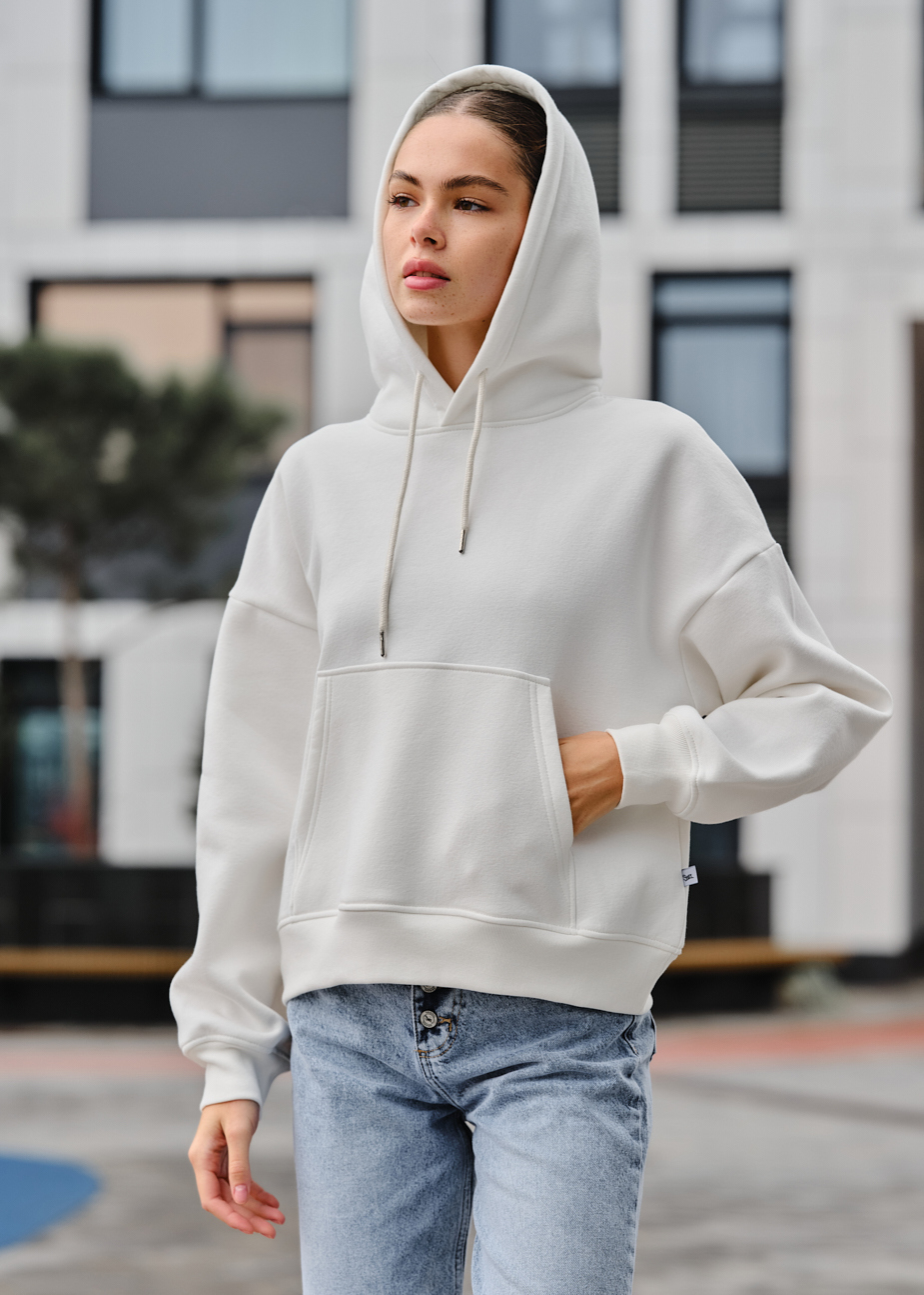 Damska bluza z kapturem Staff ti white oversize fleece