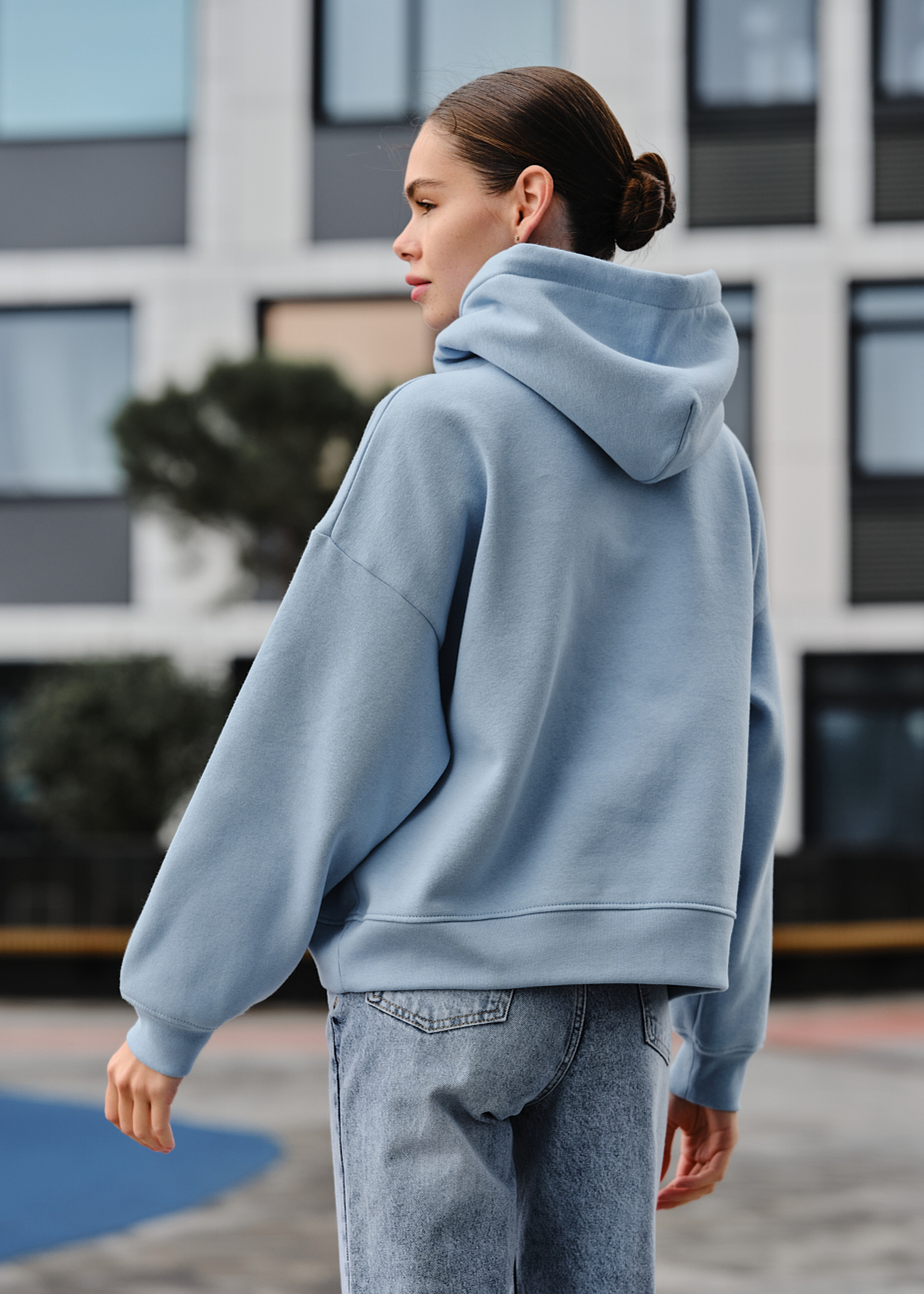 Damska bluza z kapturem Staff ti light blue oversize fleece