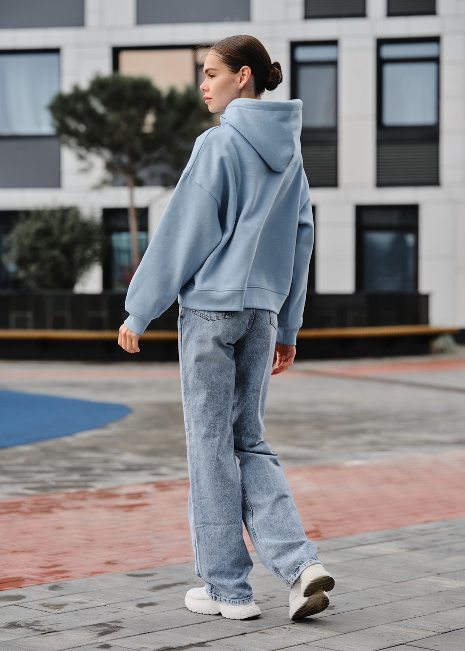 Damska bluza z kapturem Staff ti light blue oversize fleece