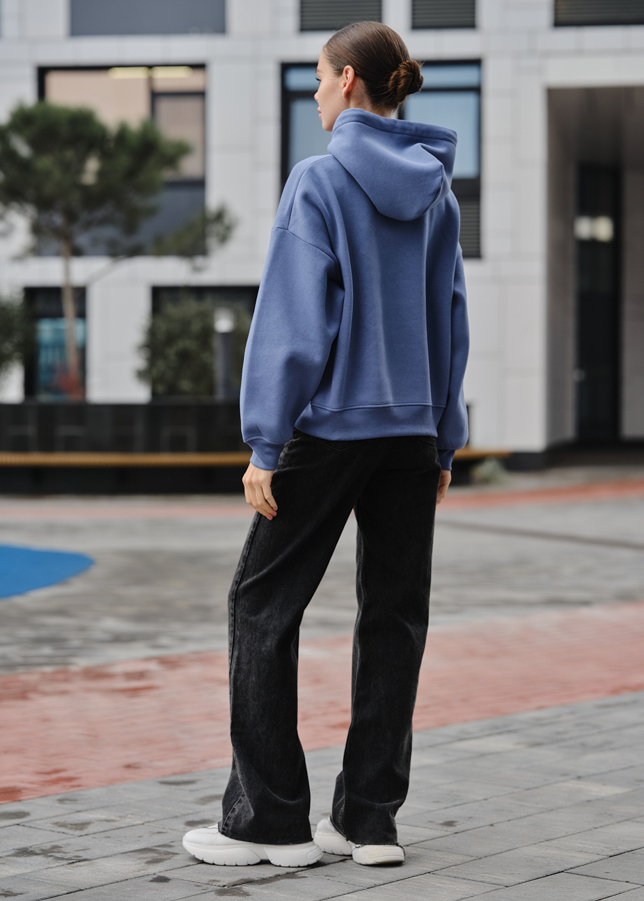 Damska bluza z kapturem Staff ti dark blue oversize fleece