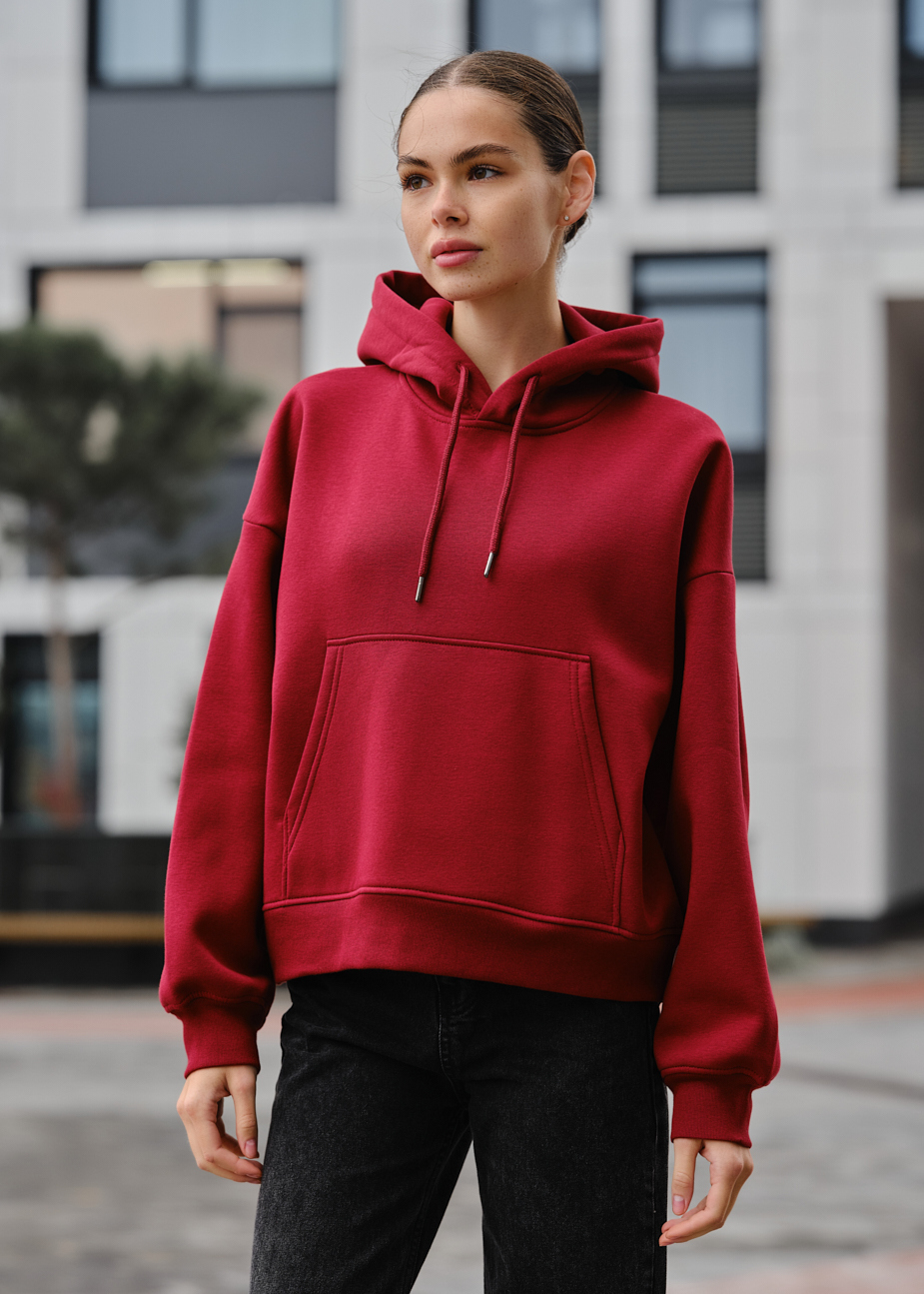 Damska bluza z kapturem Staff ti bordo oversize fleece