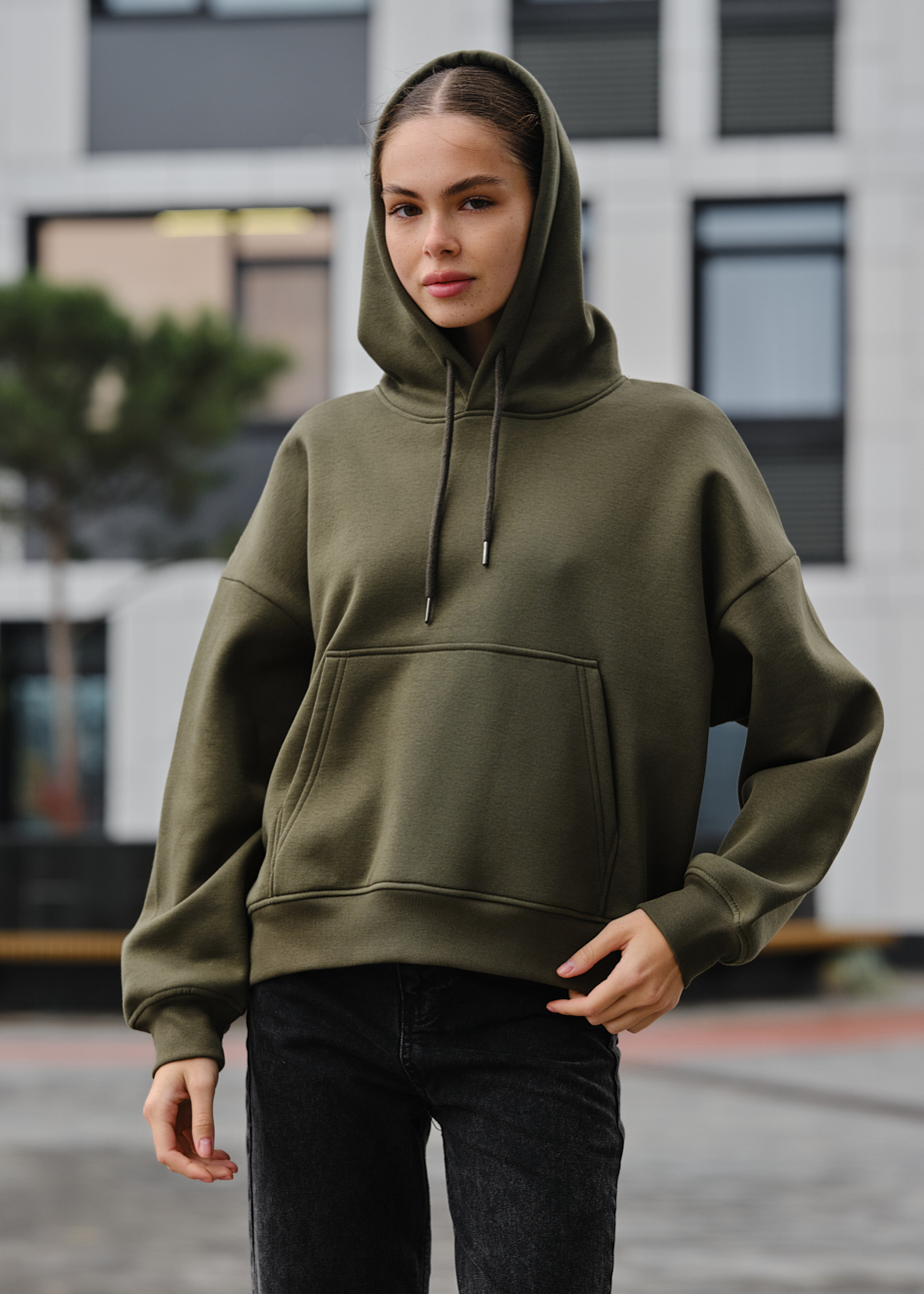 Damska bluza z kapturem Staff ti khaki oversize fleece