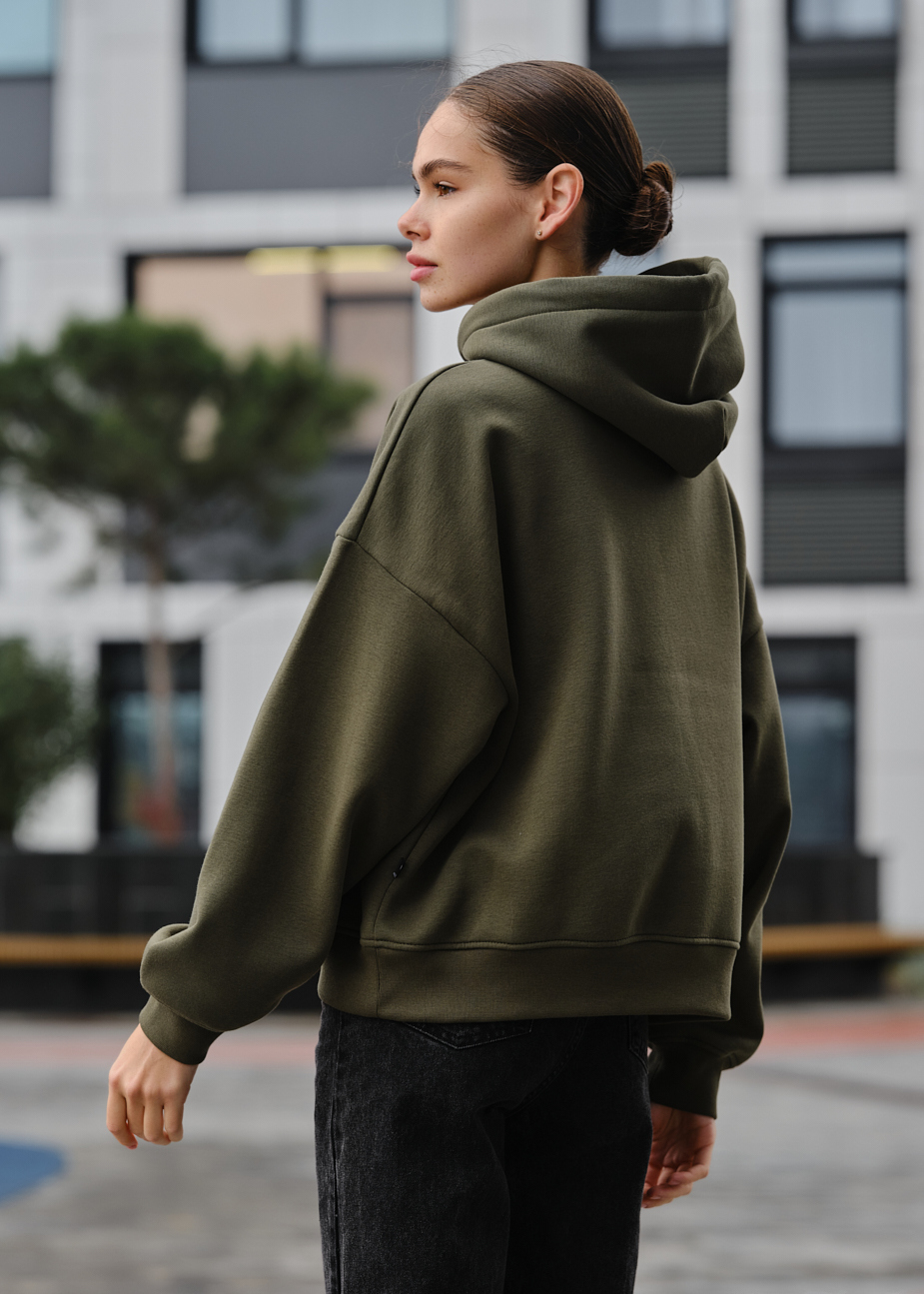 Damska bluza z kapturem Staff ti khaki oversize fleece