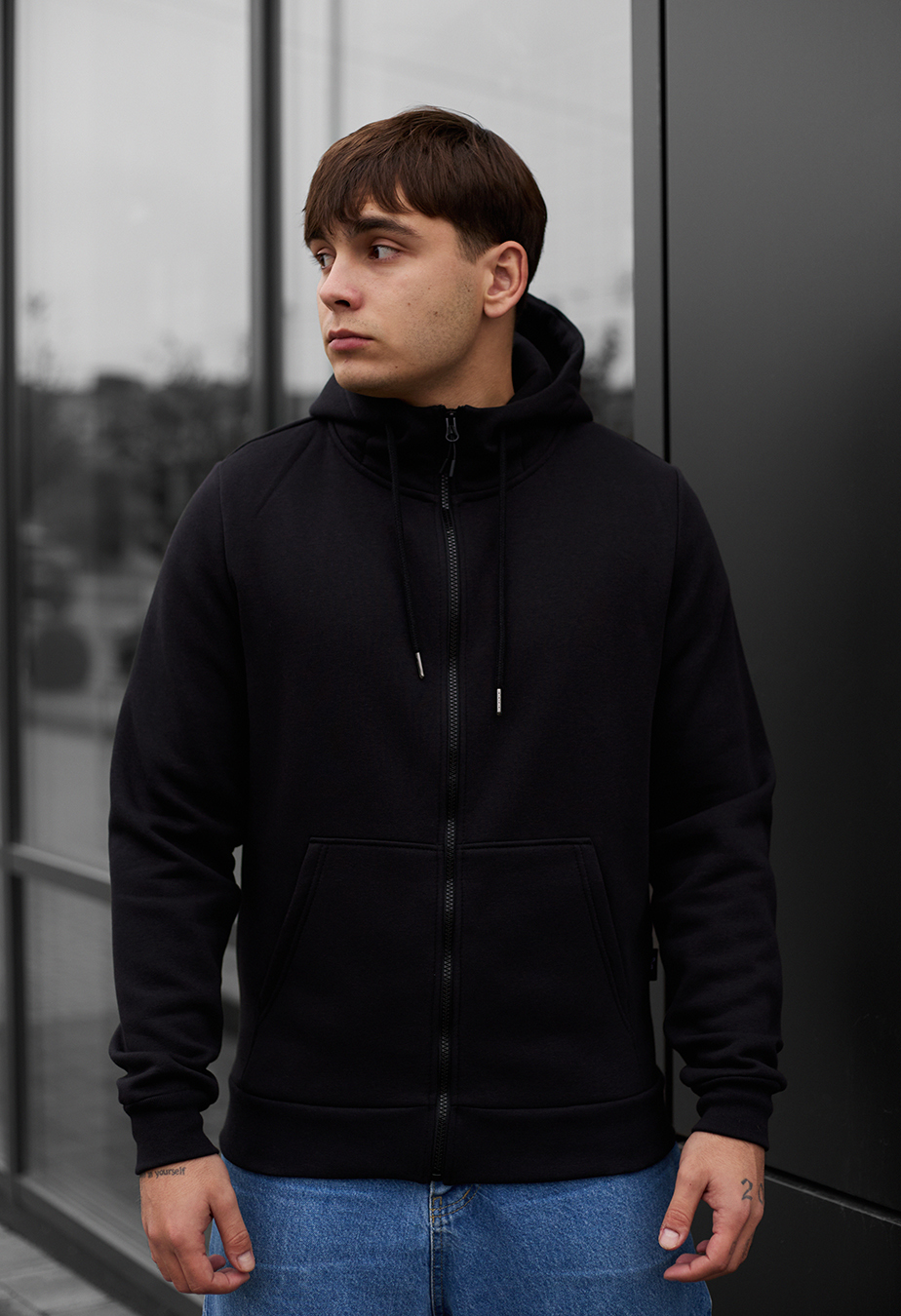 Bluza z kapturem Staff zip basic black fleece