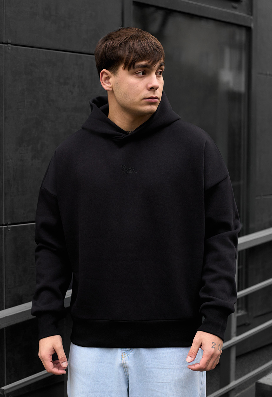 Bluza z kapturem Staff black logo oversize fleece