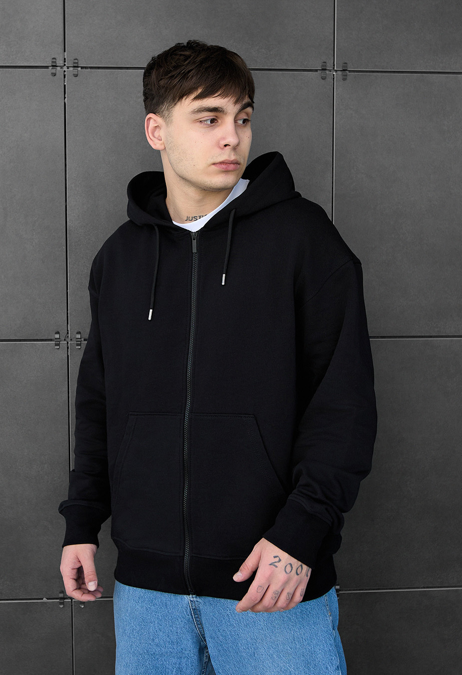 Bluza z kapturem Staff black zip oversize