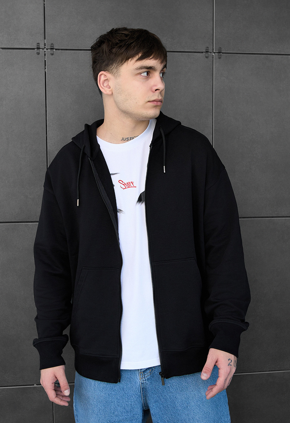 Bluza z kapturem Staff black zip oversize
