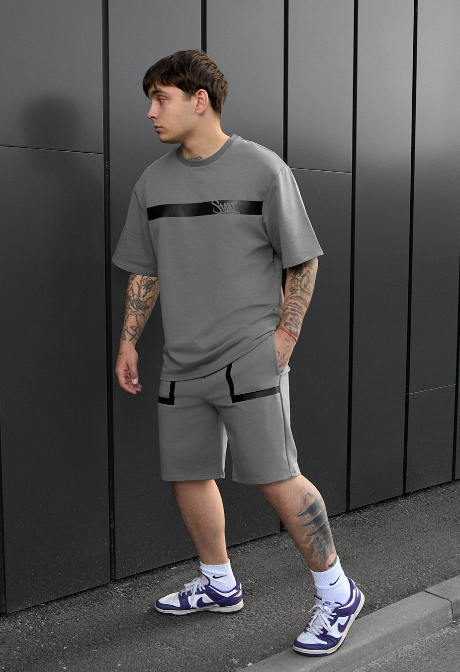 Komplet koszulka + spodenki Staff ra gray