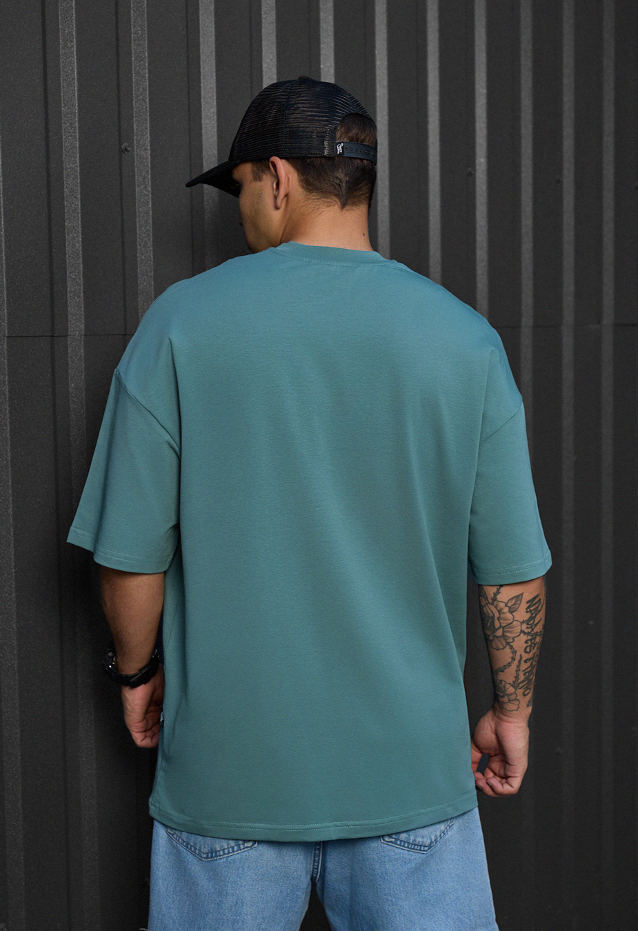 Koszulka Staff dark turquoise oversize
