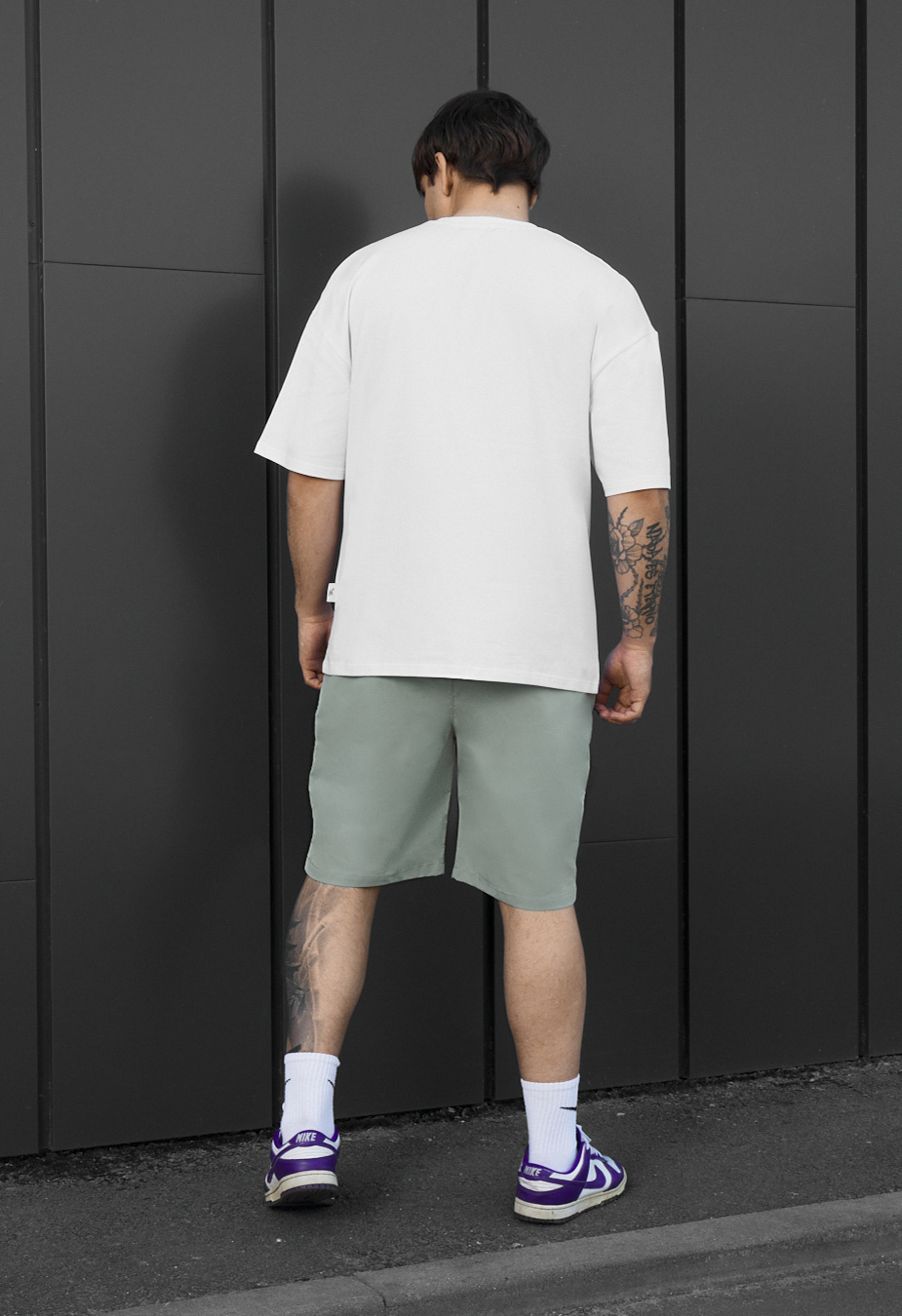 Komplet koszulka + spodenki Staff patt white & light olive