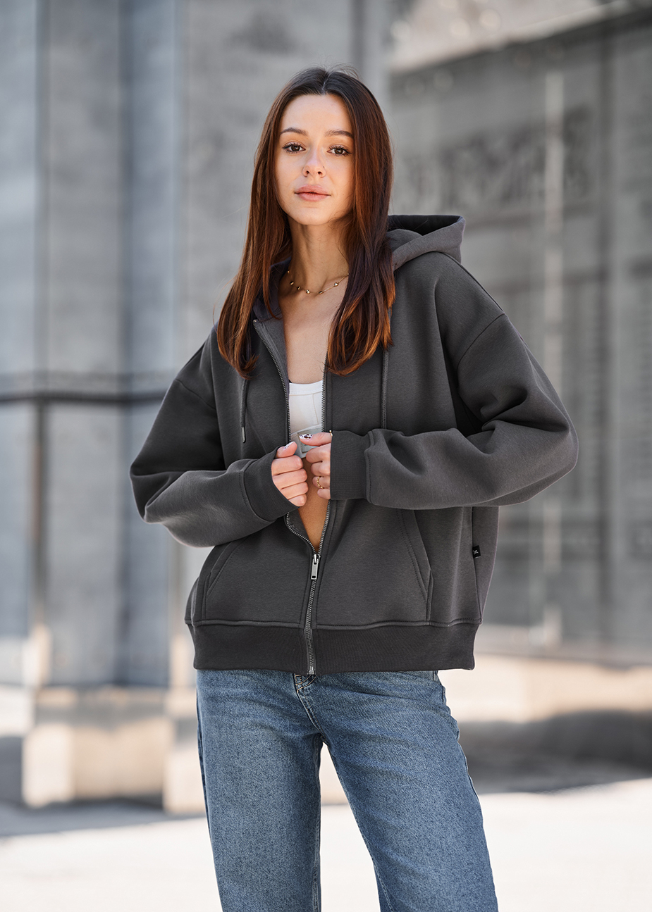 Bluza Staff fiz dark gray oversize fleece