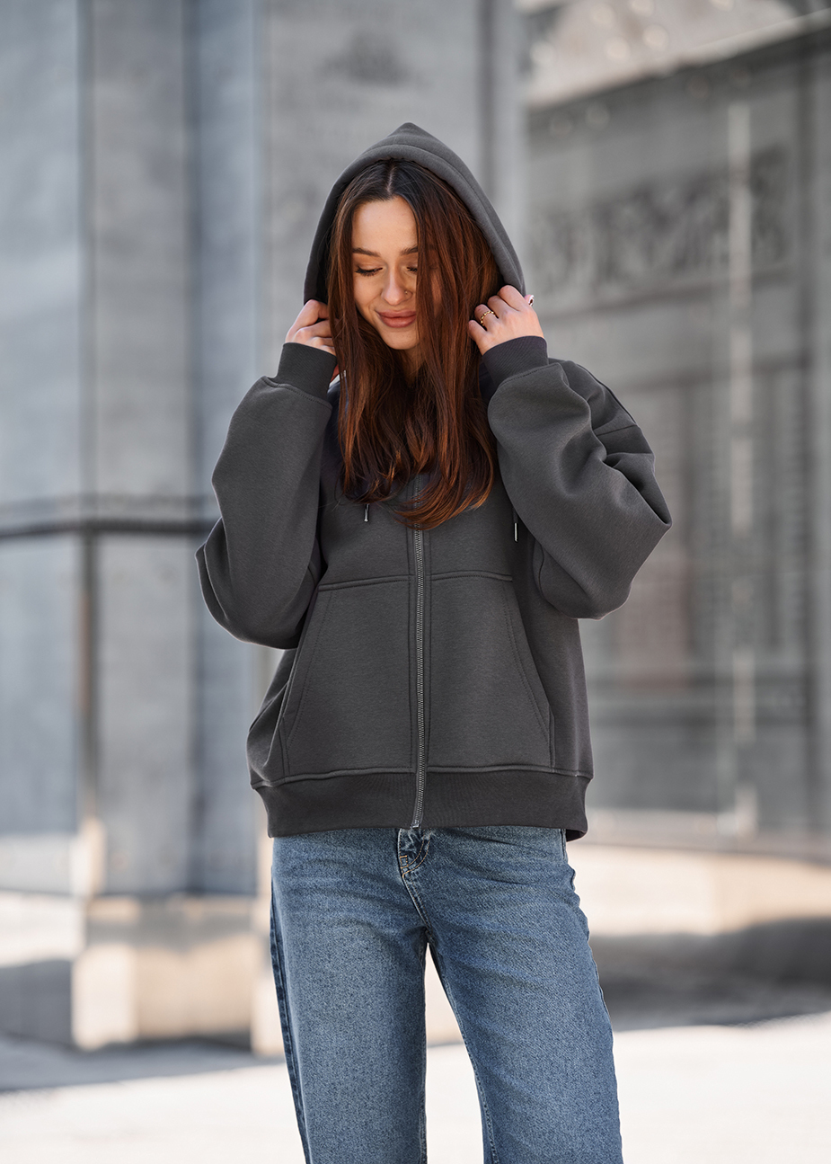 Bluza Staff fiz dark gray oversize fleece