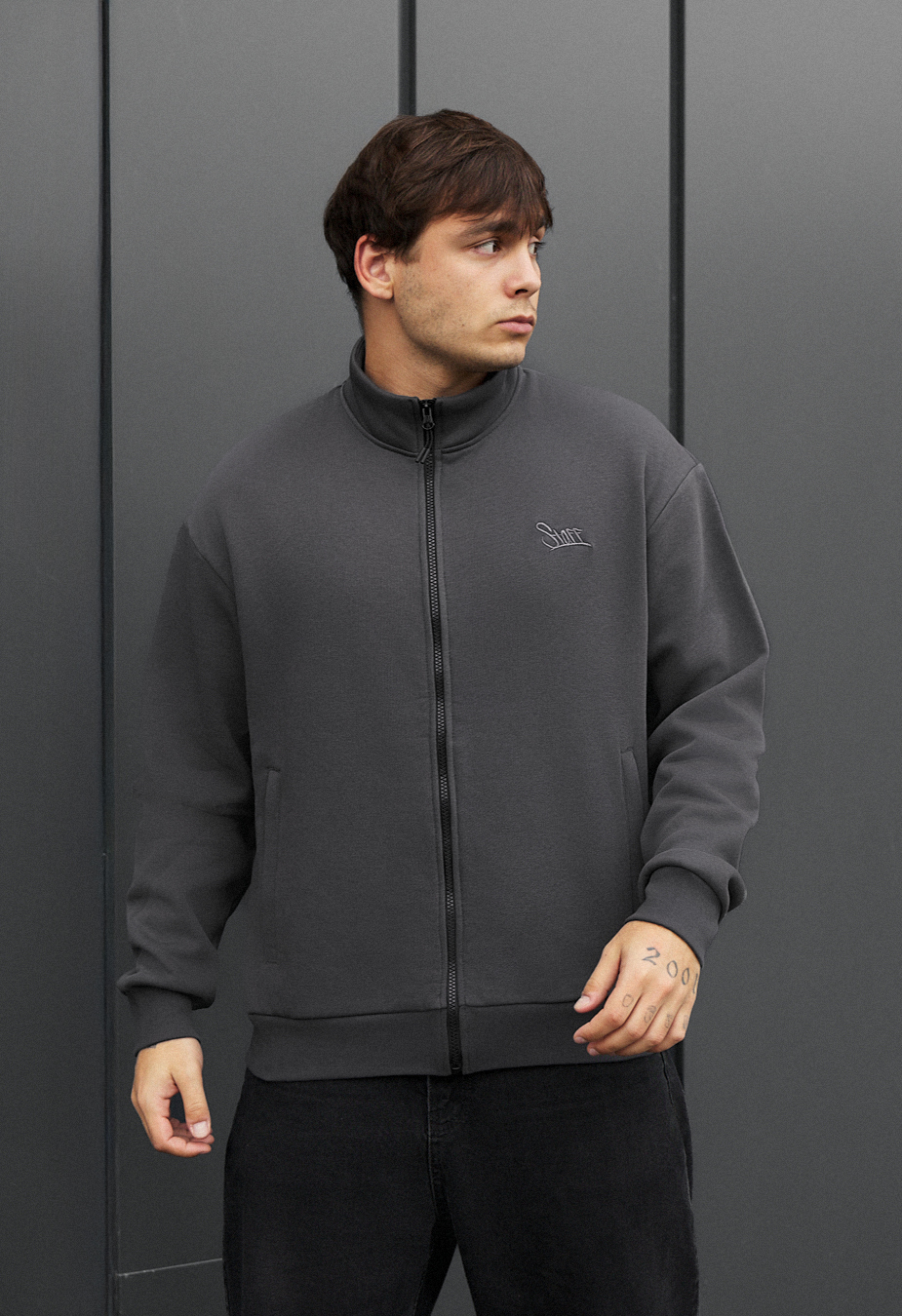Olimpijka Staff chi dark gray logo oversize fleece