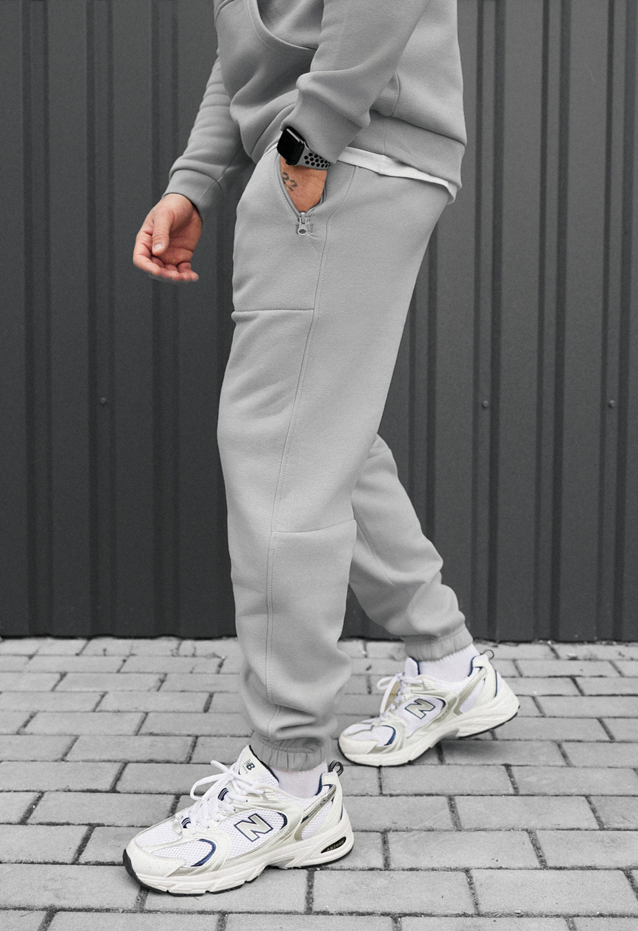 Spodnie dresowe Staff nib light gray fleece