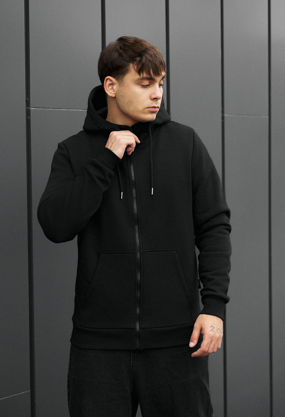 Bluza Staff zip basic black fleece