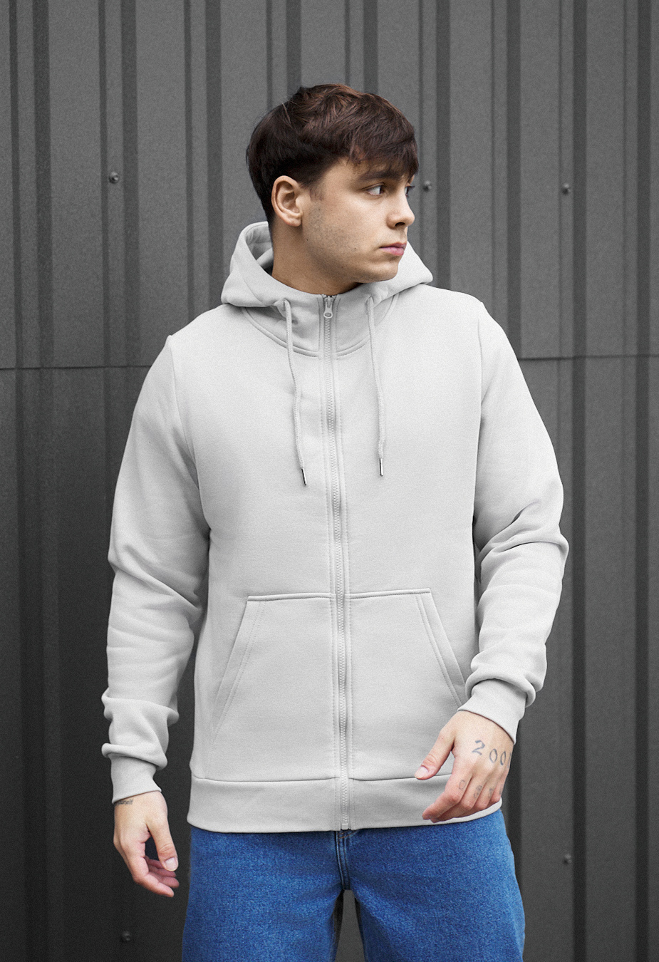 Bluza Staff zip basic light gray fleece