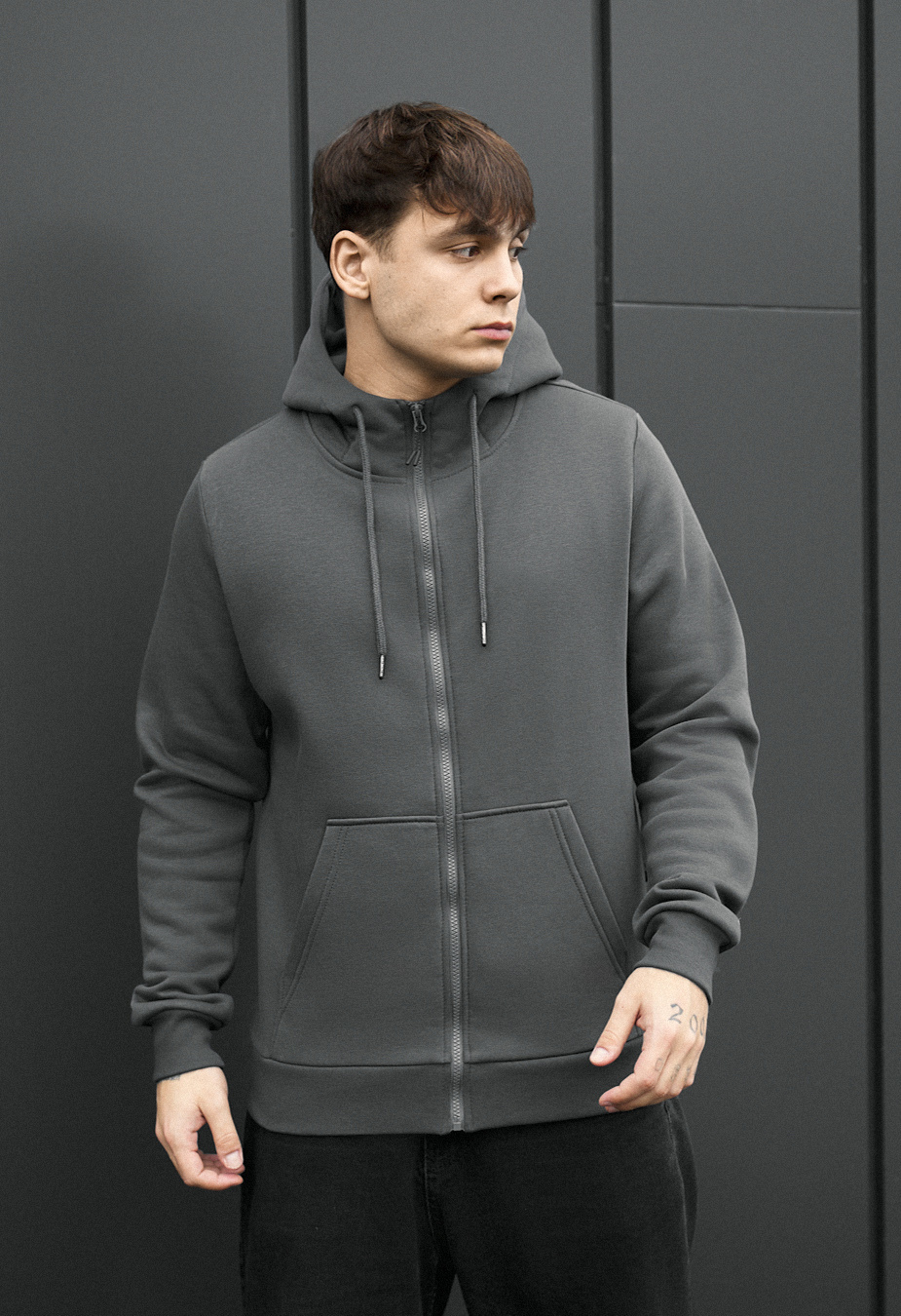 Bluza Staff zip basic dark gray fleece