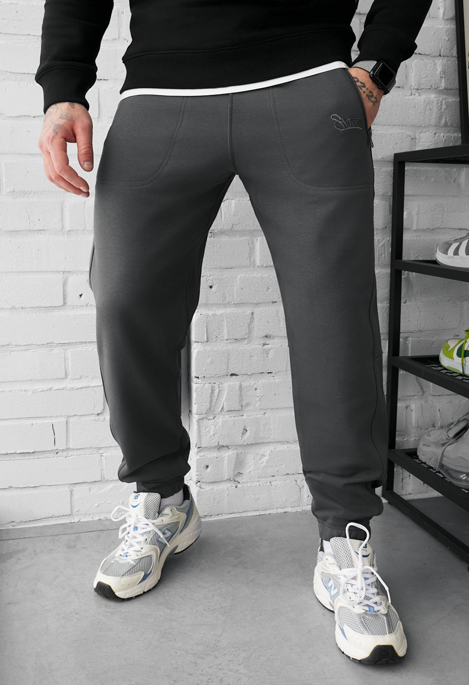 Spodnie dresowe Staff che dark gray