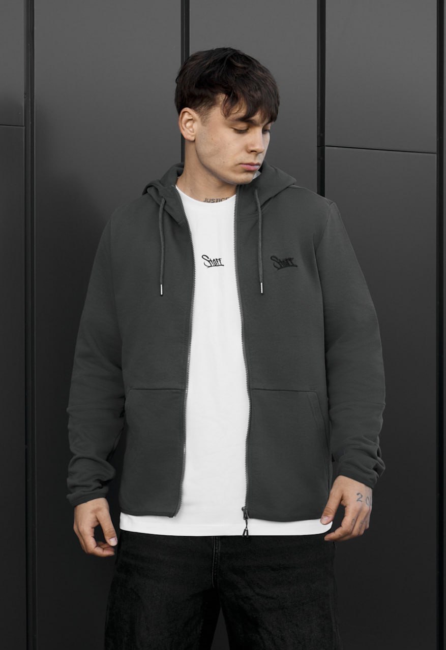 Bluza Staff logo zip dark gray