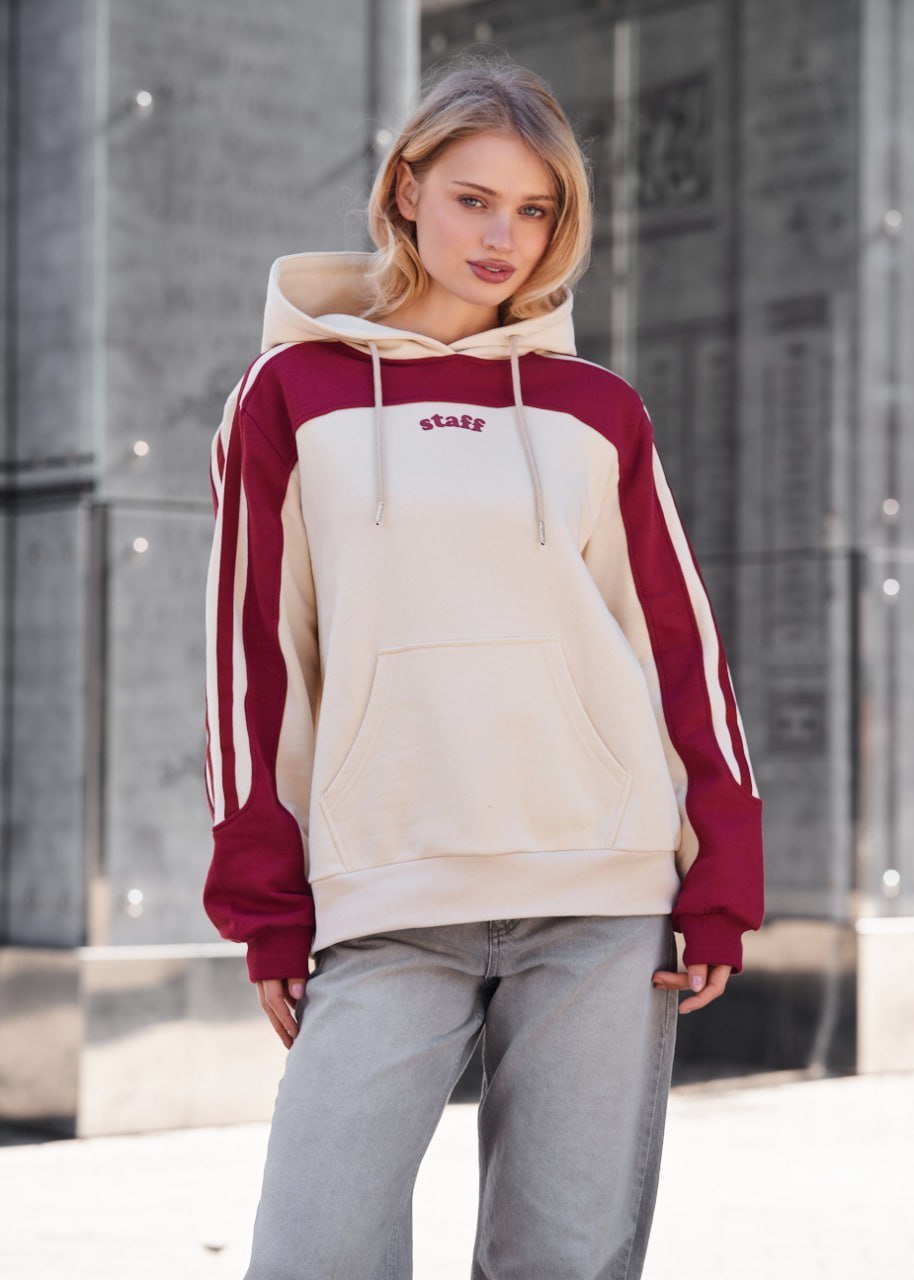 Bluza Staff pas logo milk & bordo