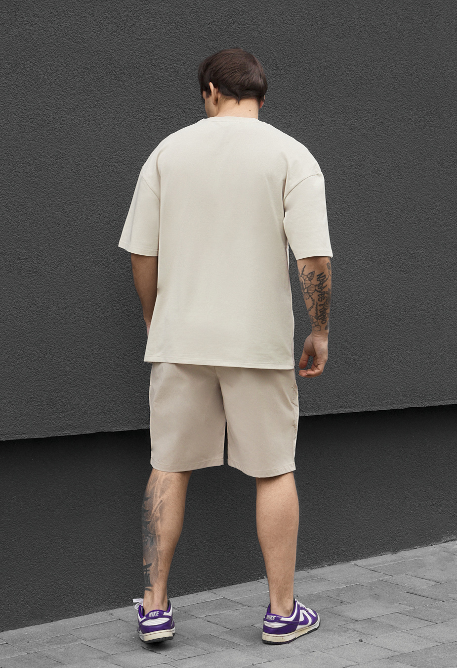 Komplet koszulka + spodenki Staff patt light beige
