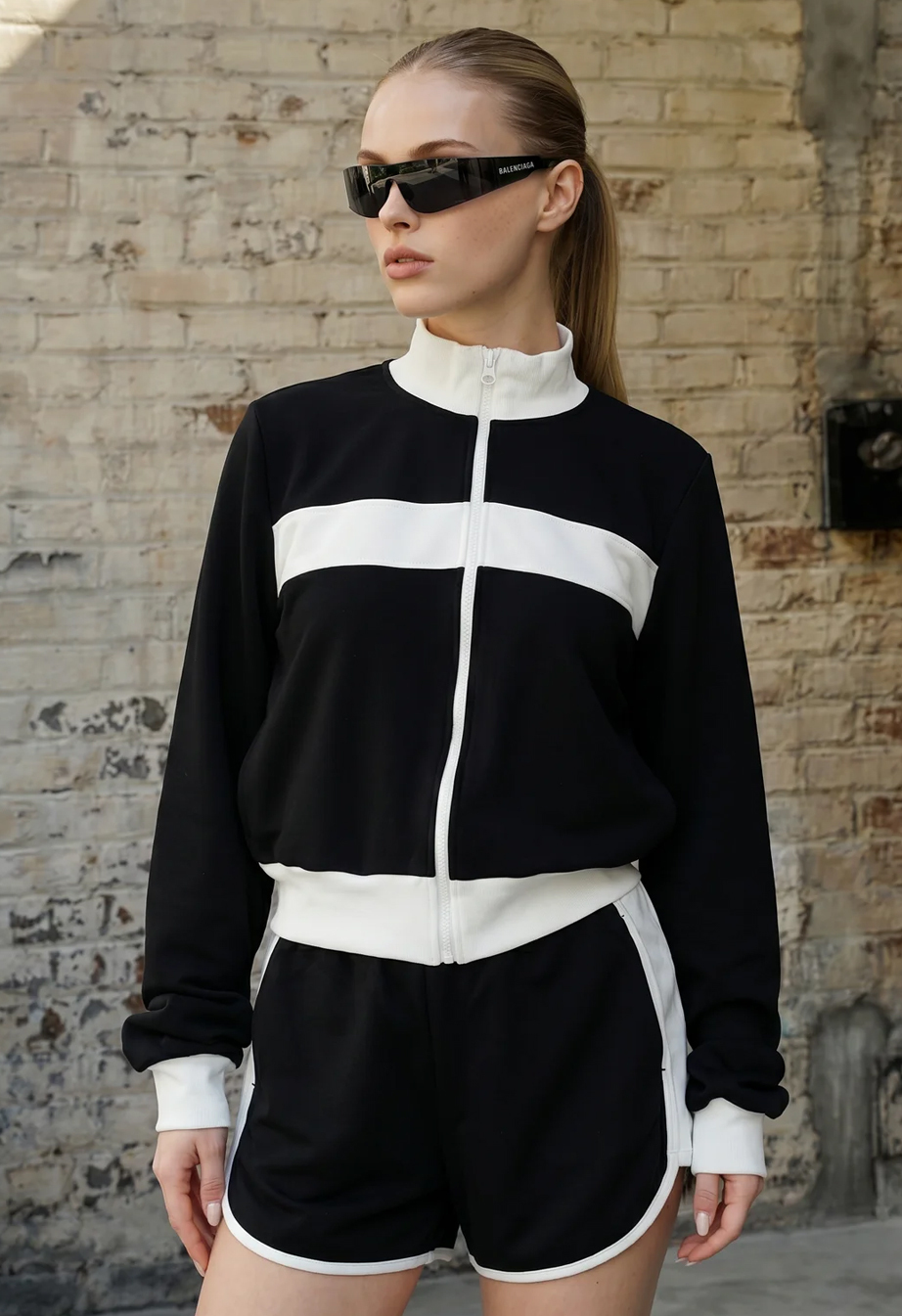 Komplet olimpijka + spodenki Staff ge black & white