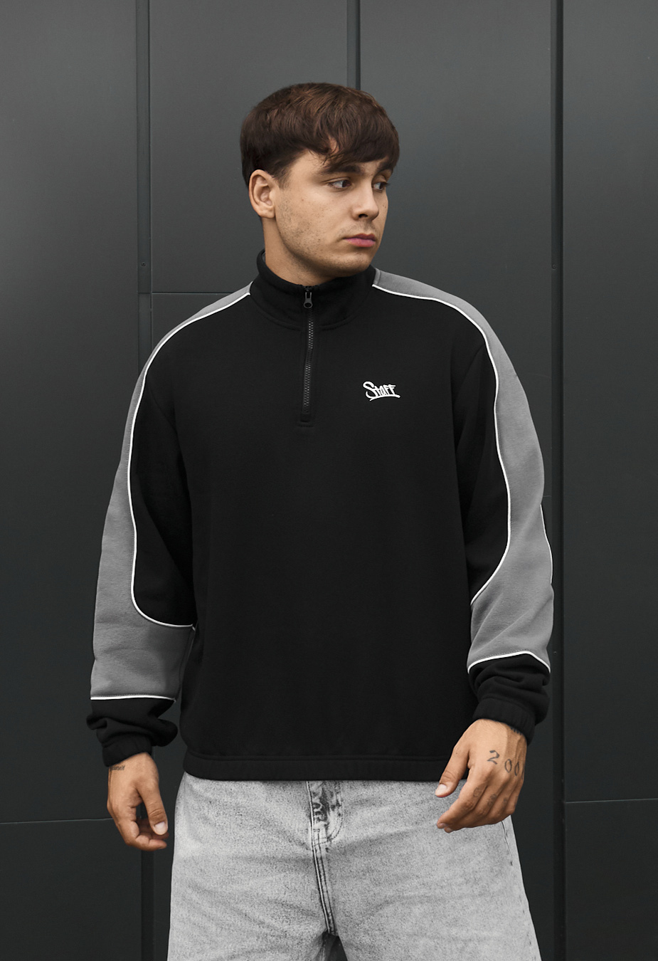 Olimpijka Staff black & gray logo oversize fleece