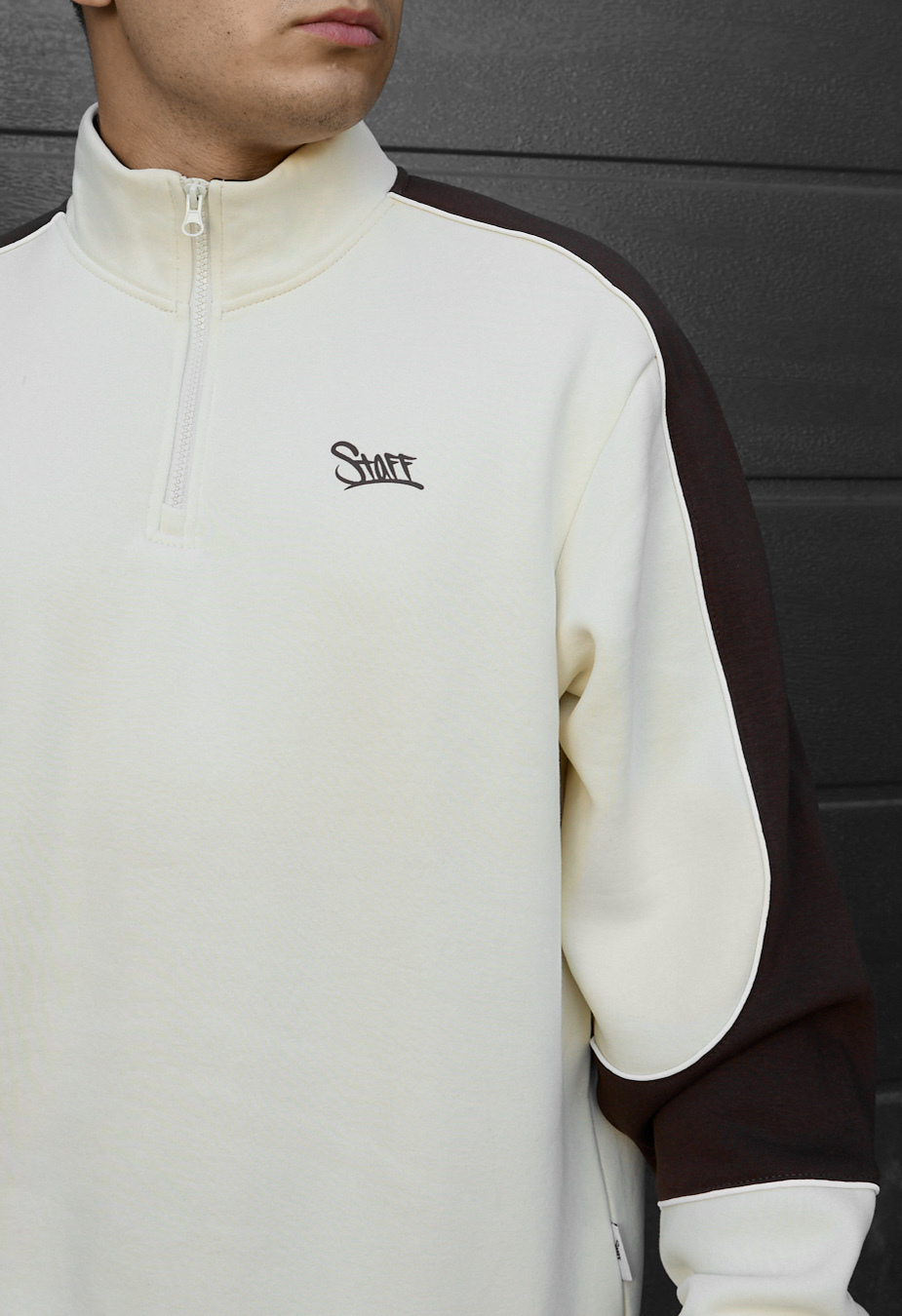 Olimpijka Staff milk & dark brown logo reflective oversize fleece