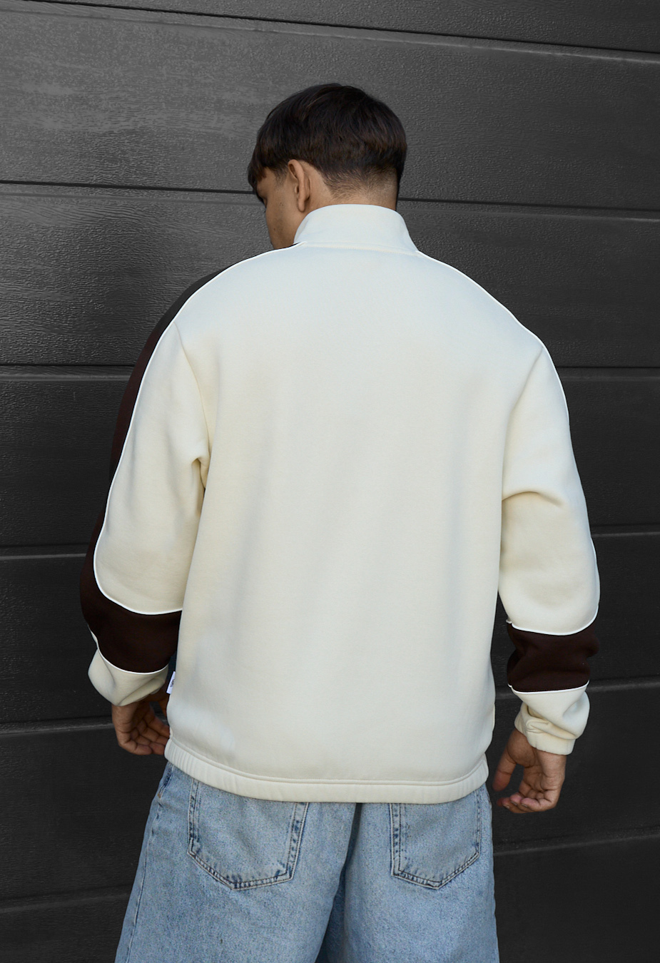 Olimpijka Staff milk & dark brown logo reflective oversize fleece