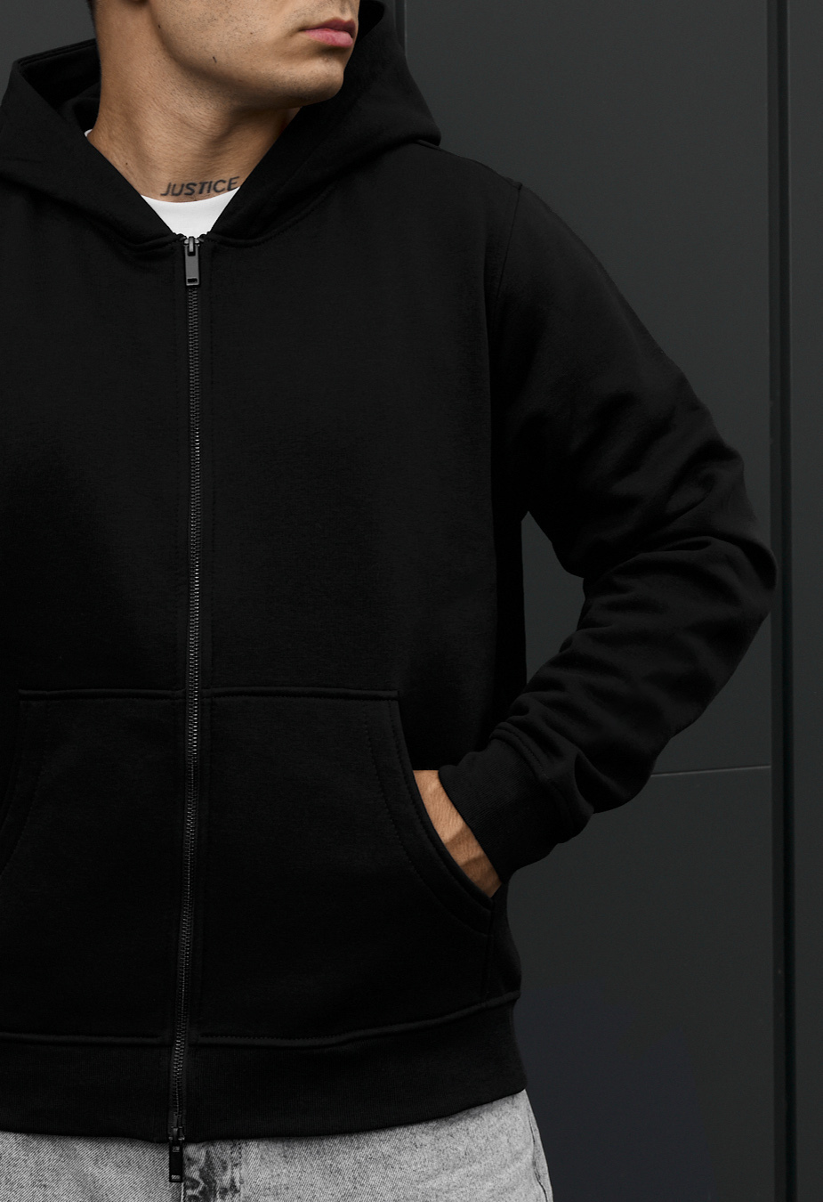 Bluza Staff zip black fleece