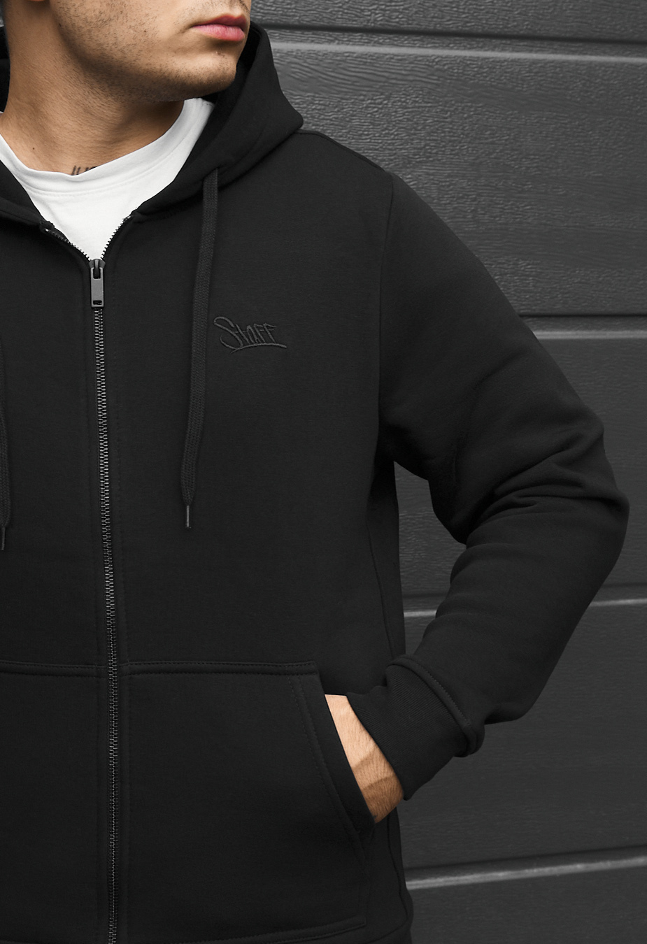Bluza Staff vi zip logo black fleece