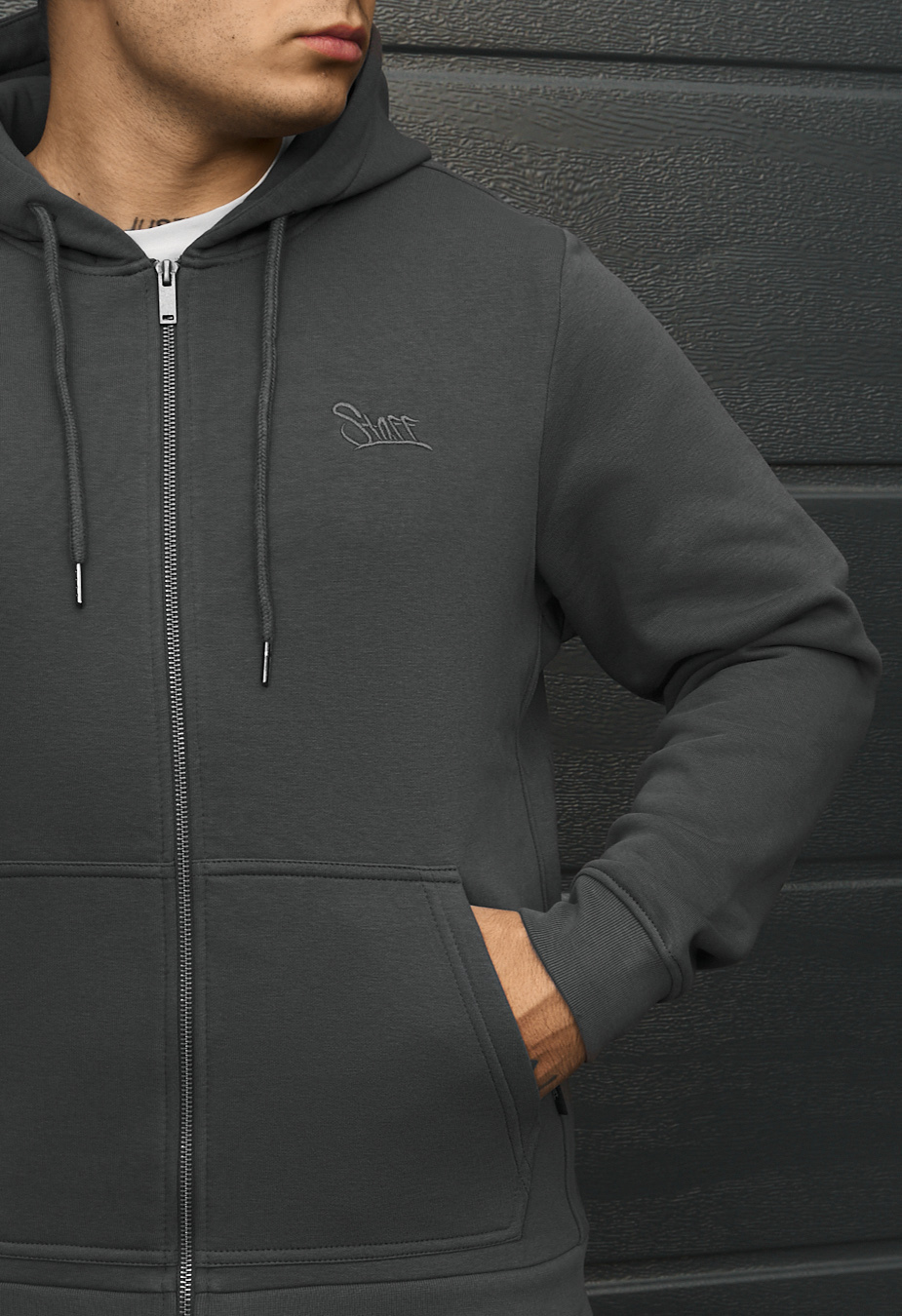 Bluza Staff vi zip logo dark gray fleece