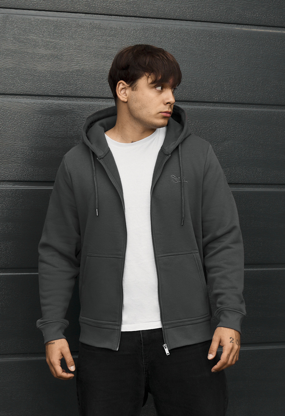 Bluza Staff vi zip logo dark gray fleece