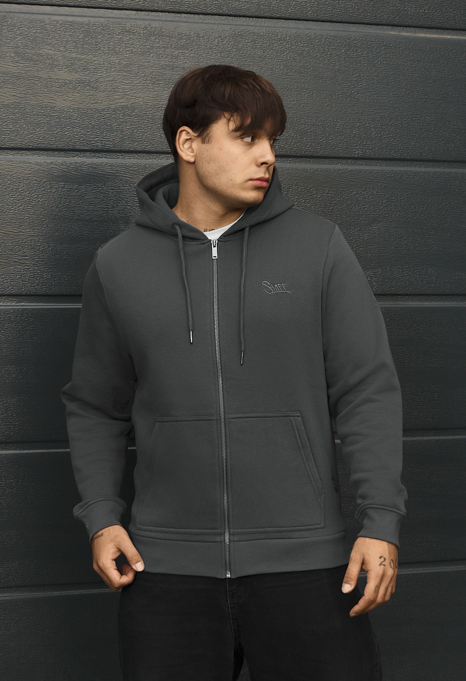 Bluza Staff vi zip logo dark gray fleece