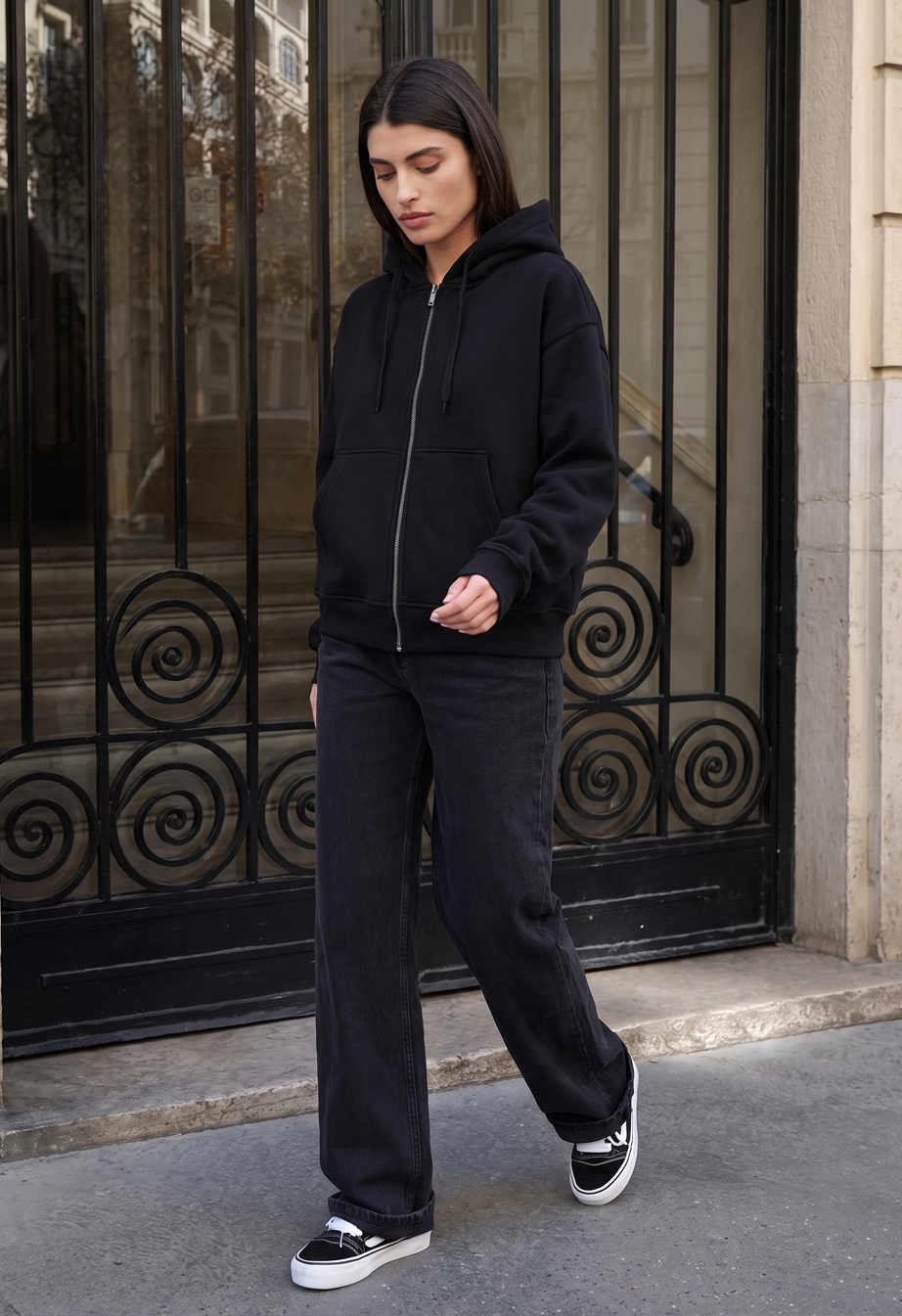 Bluza Staff fiz zip black oversize fleece