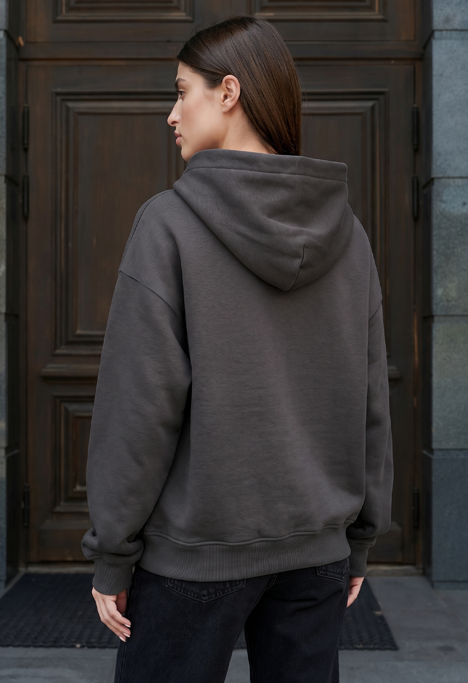 Bluza Staff fiz zip dark gray oversize fleece