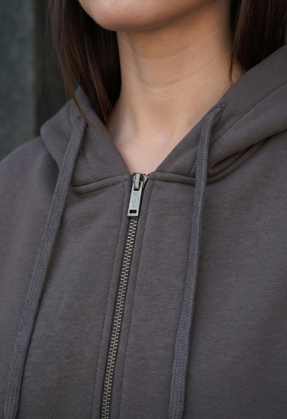 Bluza Staff fiz zip dark gray oversize fleece