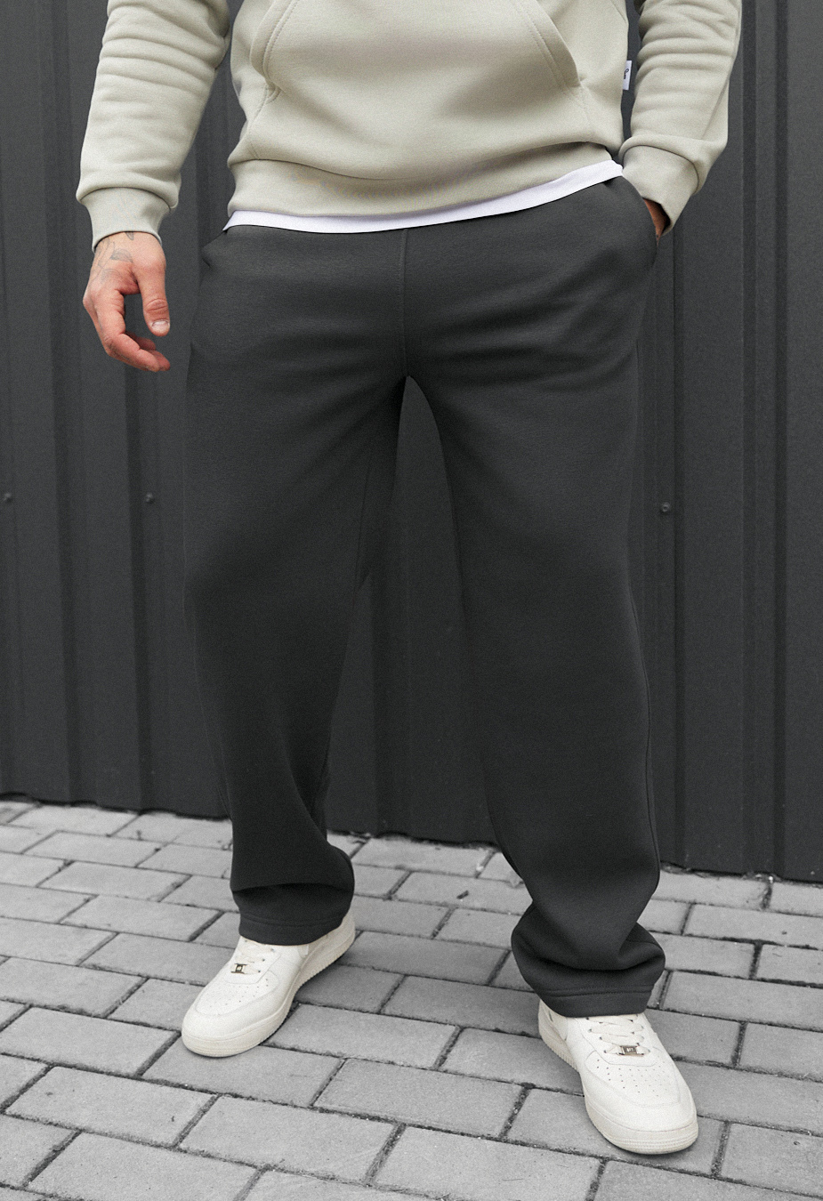 Spodnie dresowe Staff jot dark gray fleece