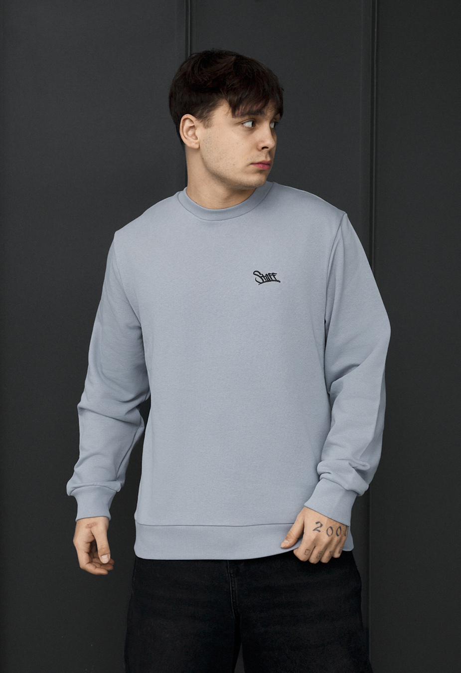 Bluza Staff logo light gray & blue