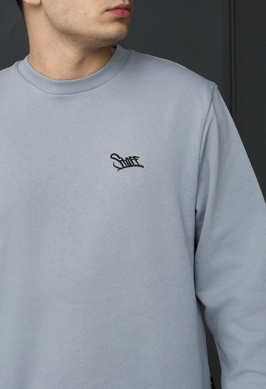 Bluza Staff logo light gray & blue