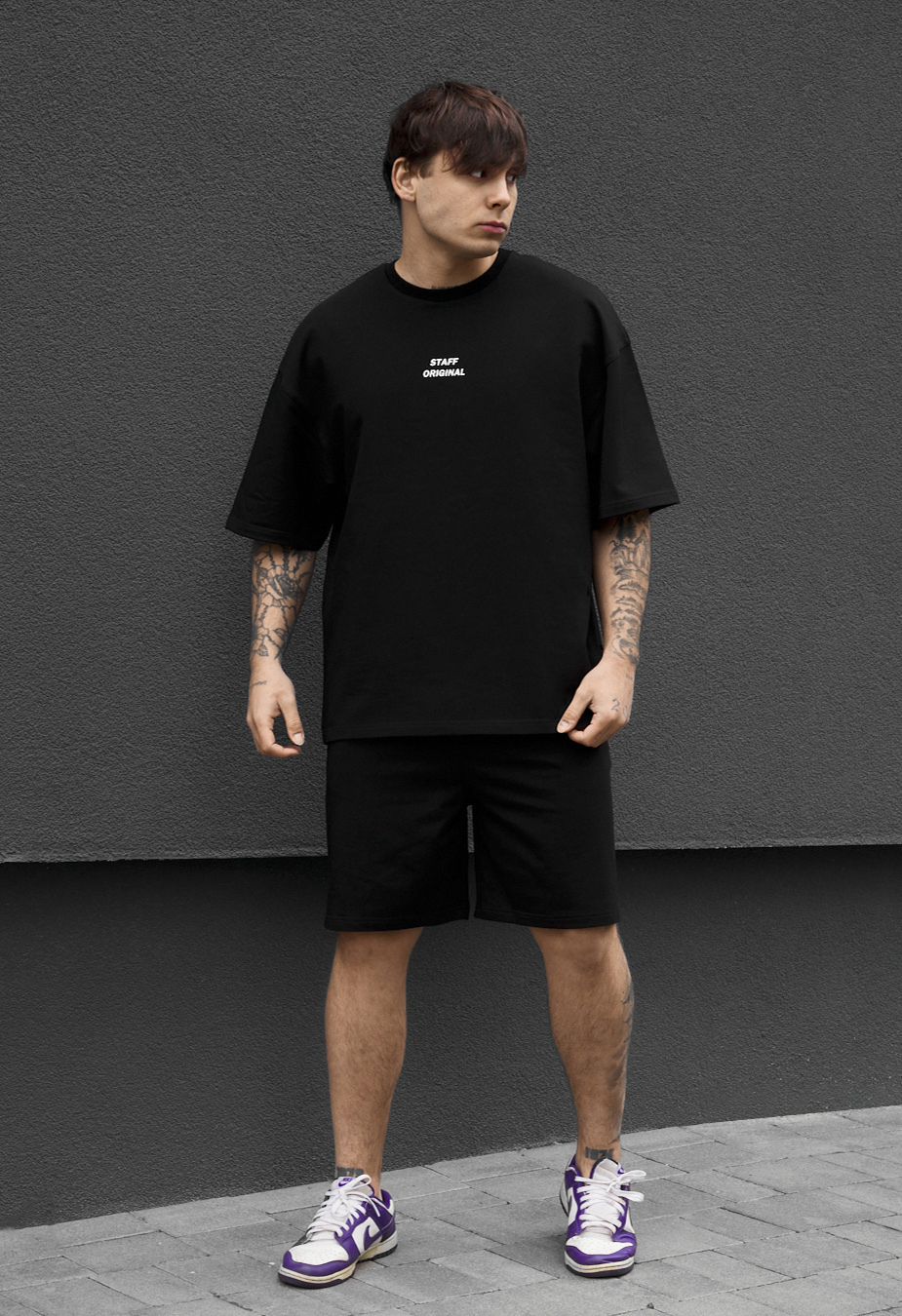 Komplet koszulka + spodenki Staff no black oversize