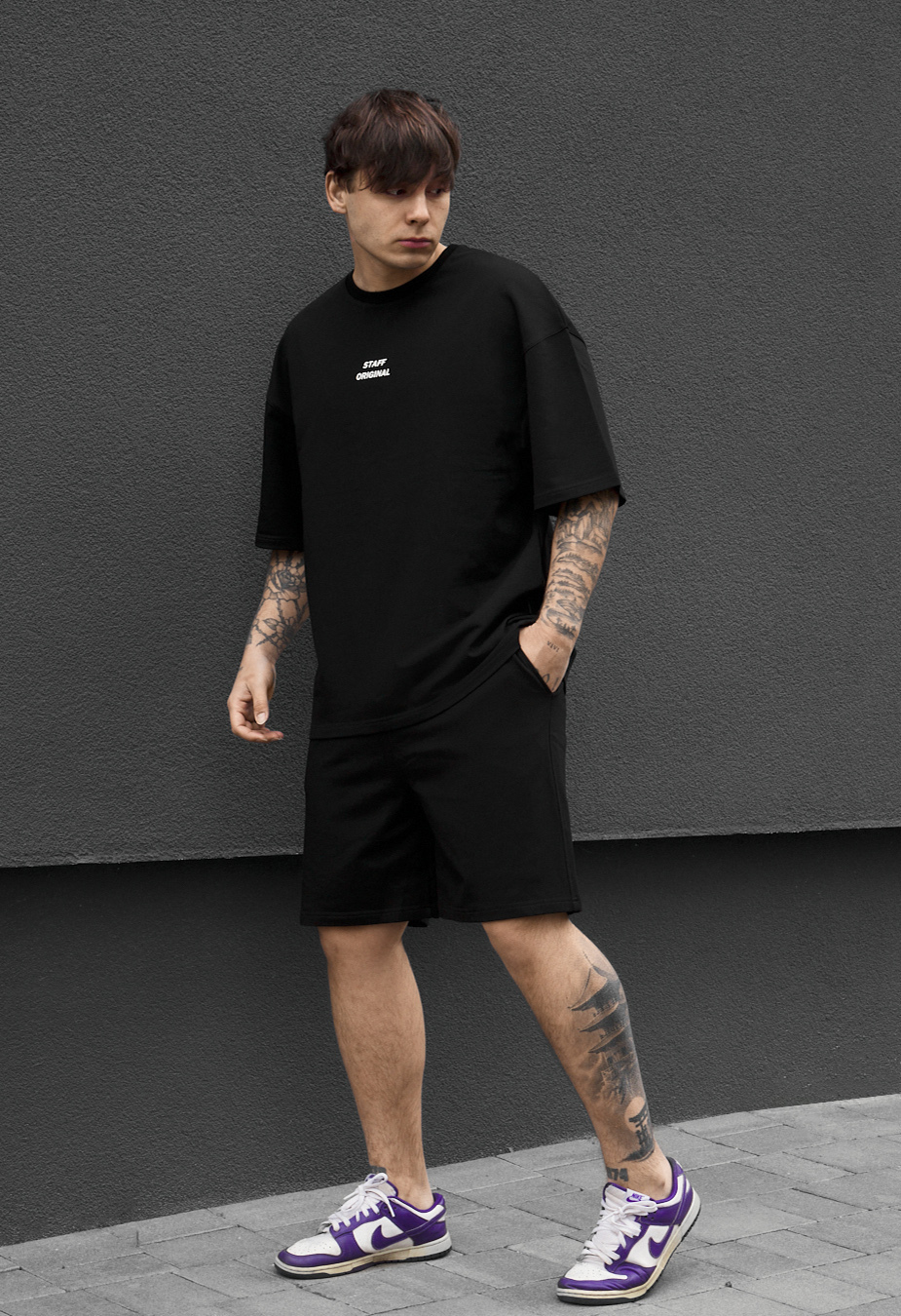 Komplet koszulka + spodenki Staff no black oversize