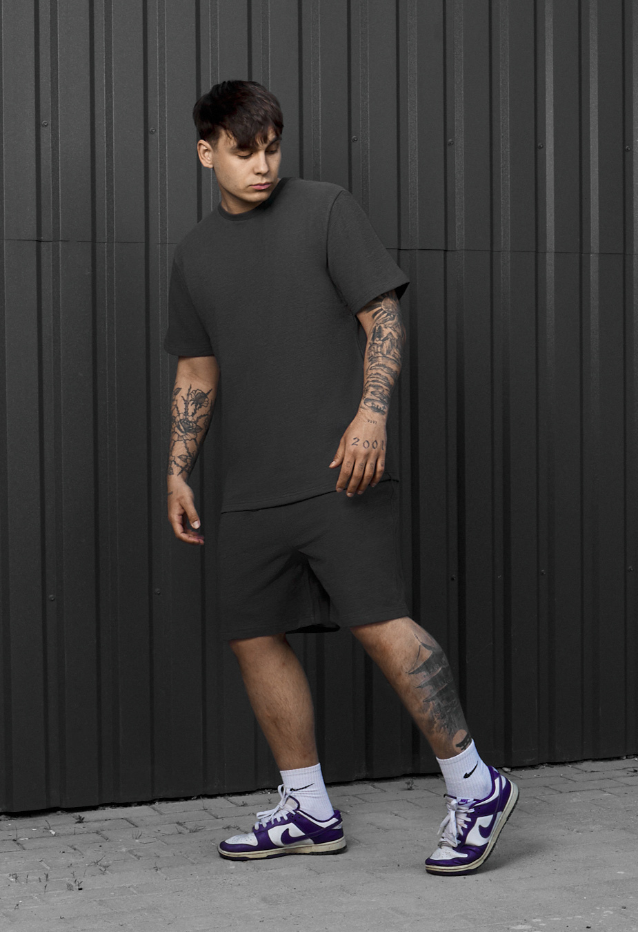 Komplet koszulka + spodenki Staff vic dark gray