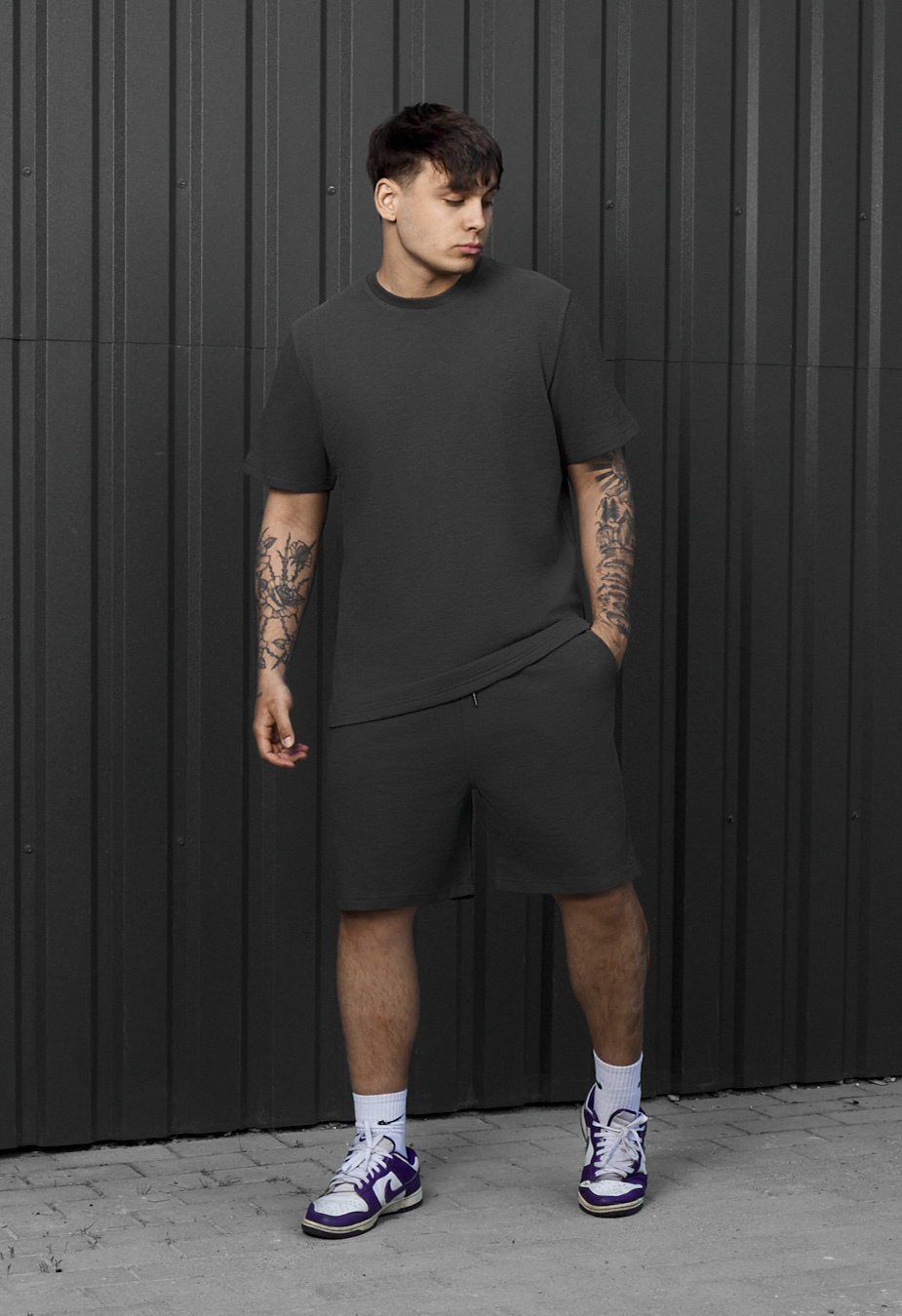 Komplet koszulka + spodenki Staff vic dark gray