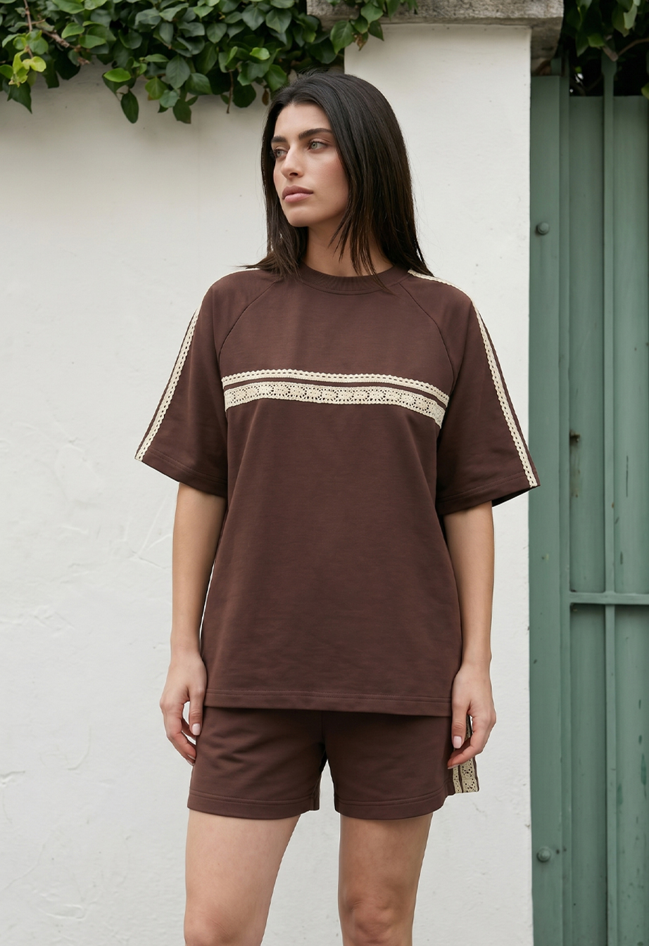 Komplet koszulka + spodenki Staff mer brown oversize