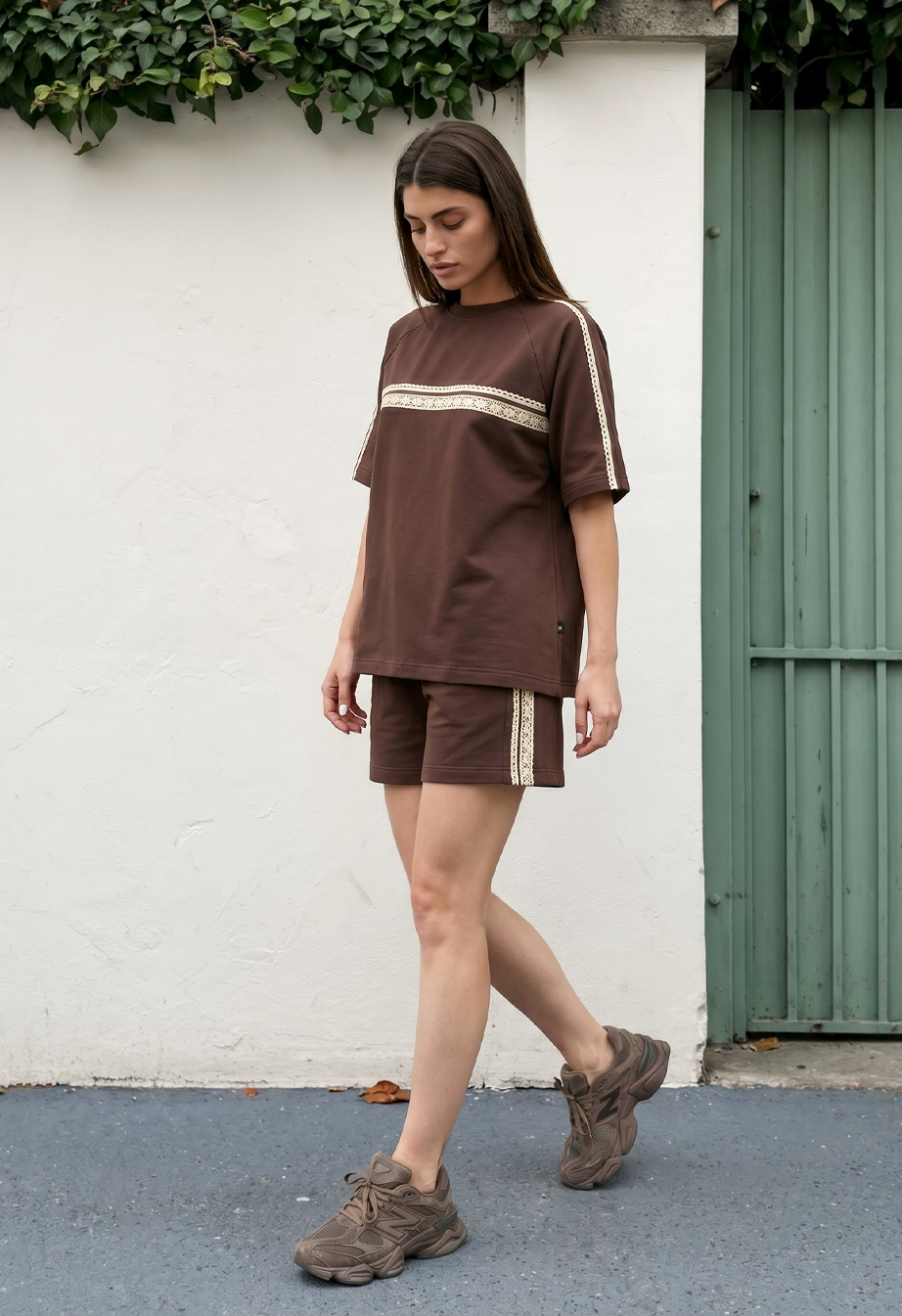 Komplet koszulka + spodenki Staff mer brown oversize